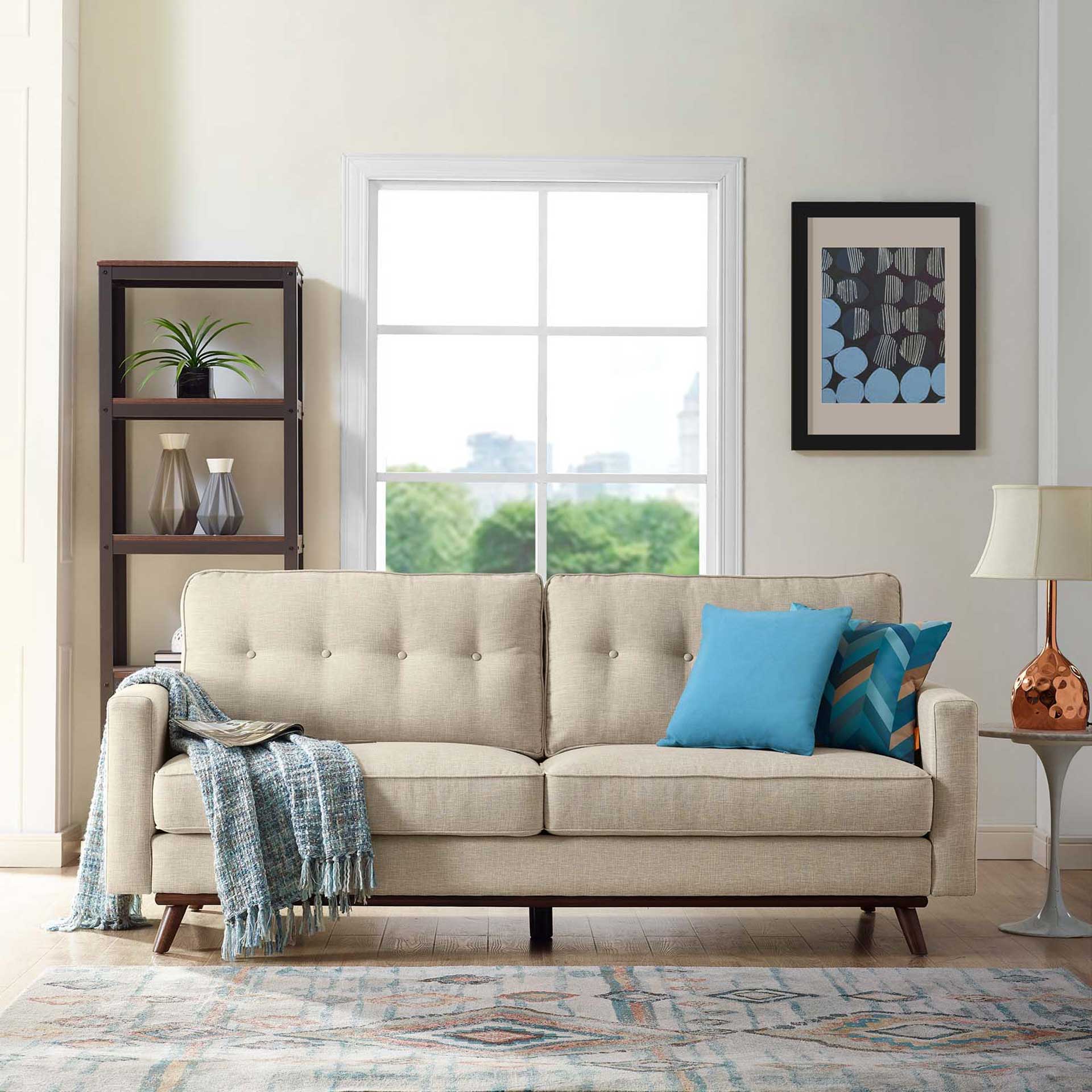 Pearl Upholstered Fabric Sofa Beige - Image 8