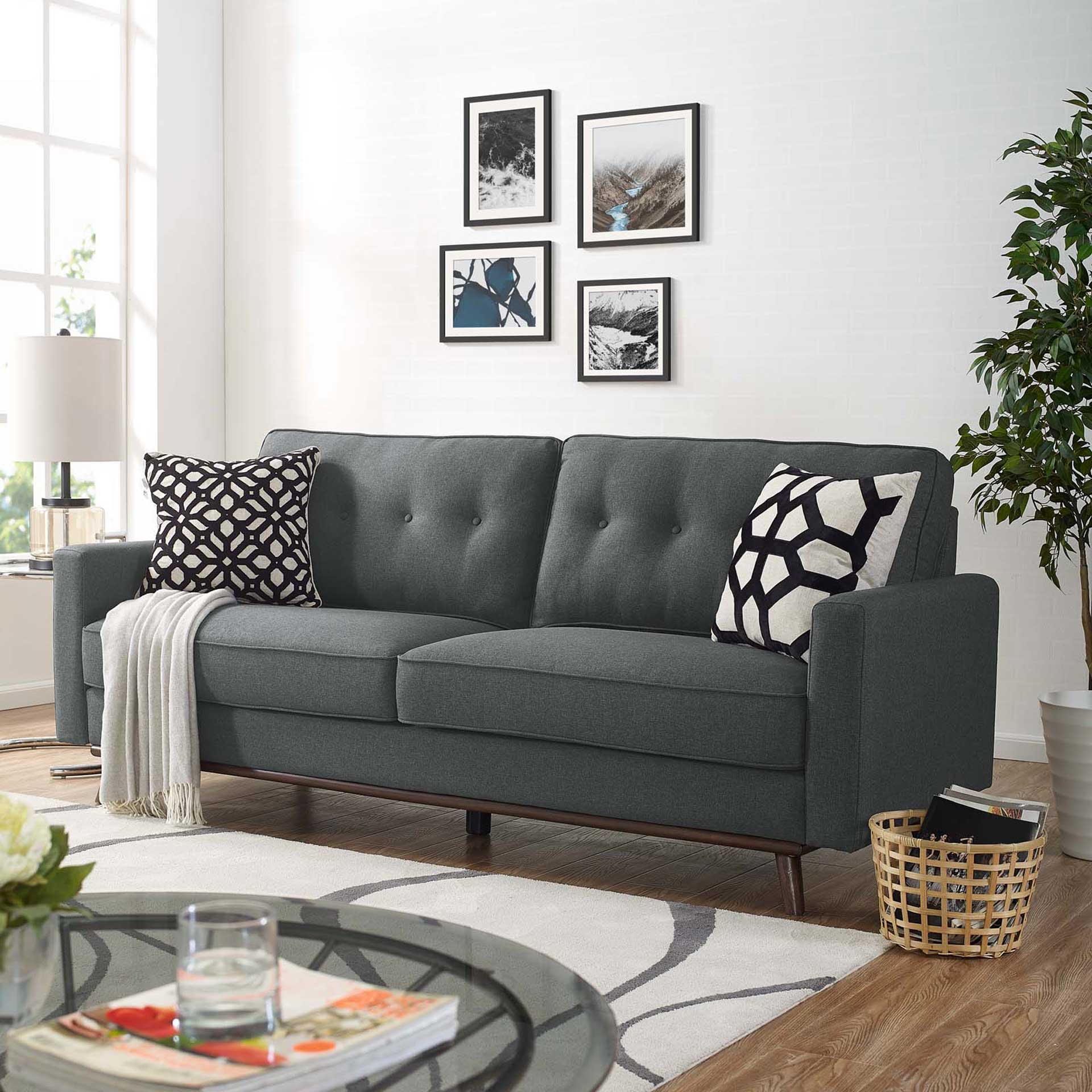 Pearl Upholstered Fabric Sofa Gray - Image 9