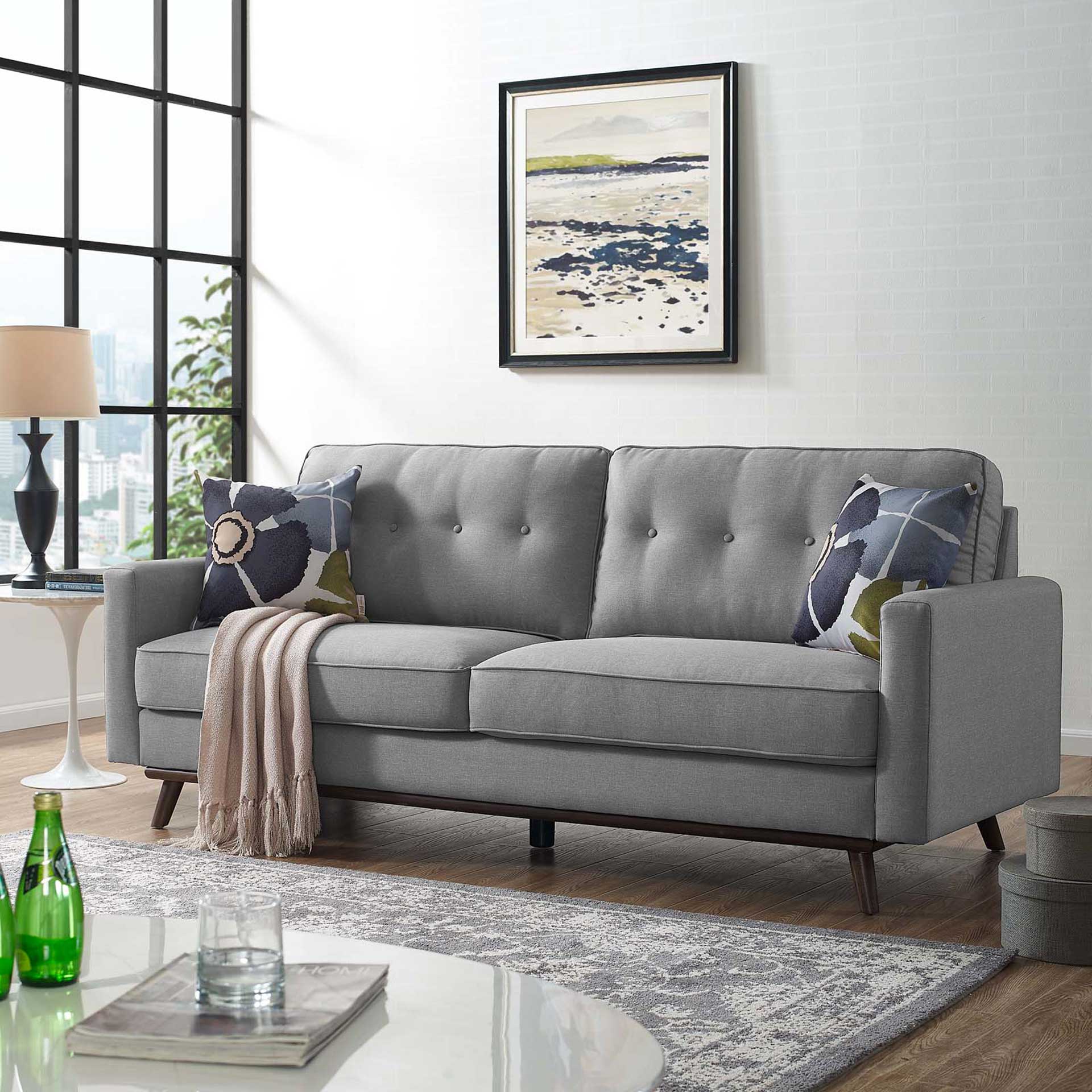 Pearl Upholstered Fabric Sofa Light Gray - Image 9