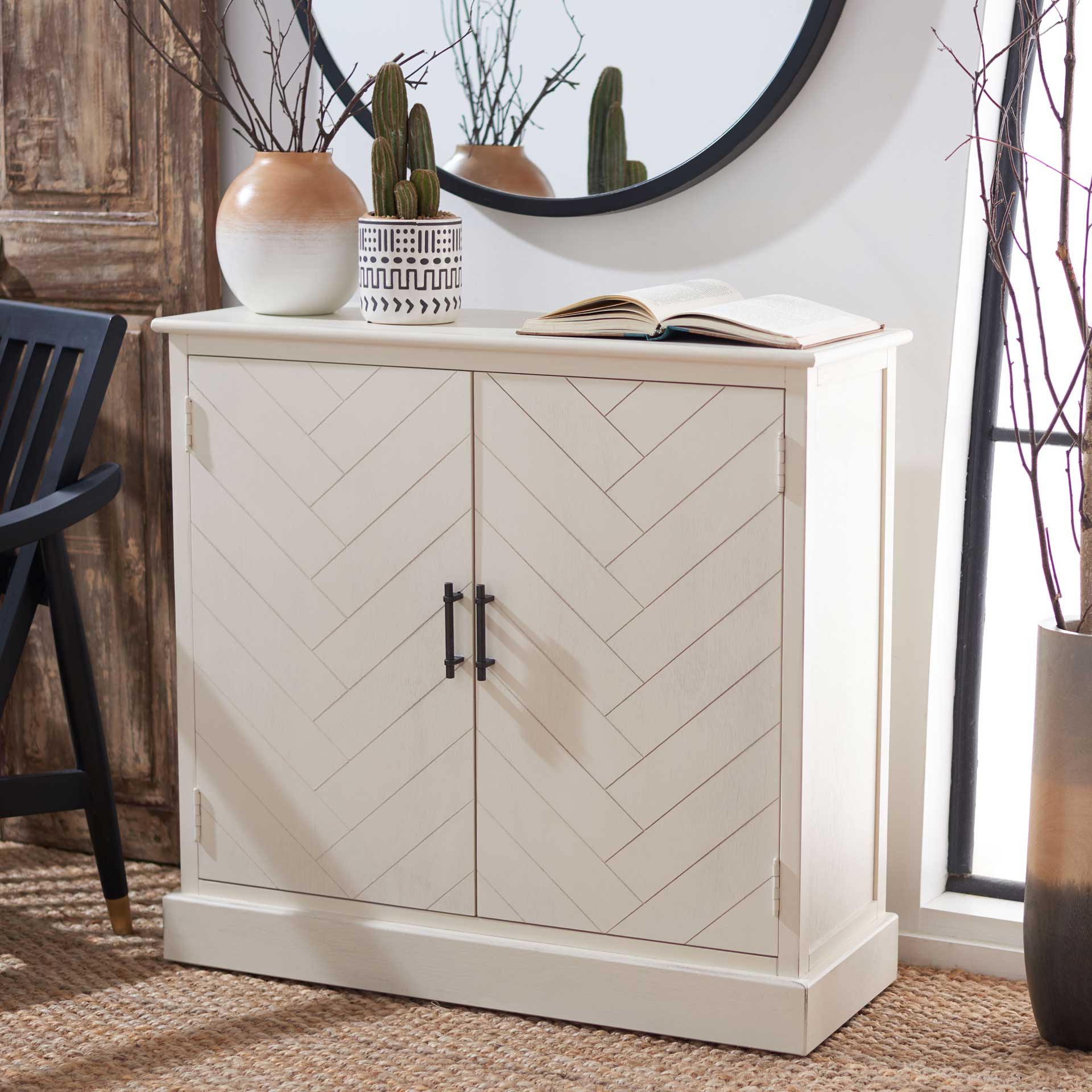 Pebbles 2 Door Sideboard Distressed White - Image 8
