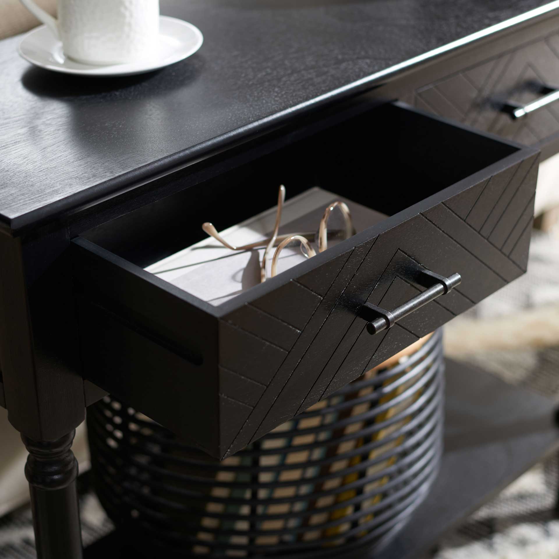 Pebbles 3 Drawer Console Table Black - Image 7