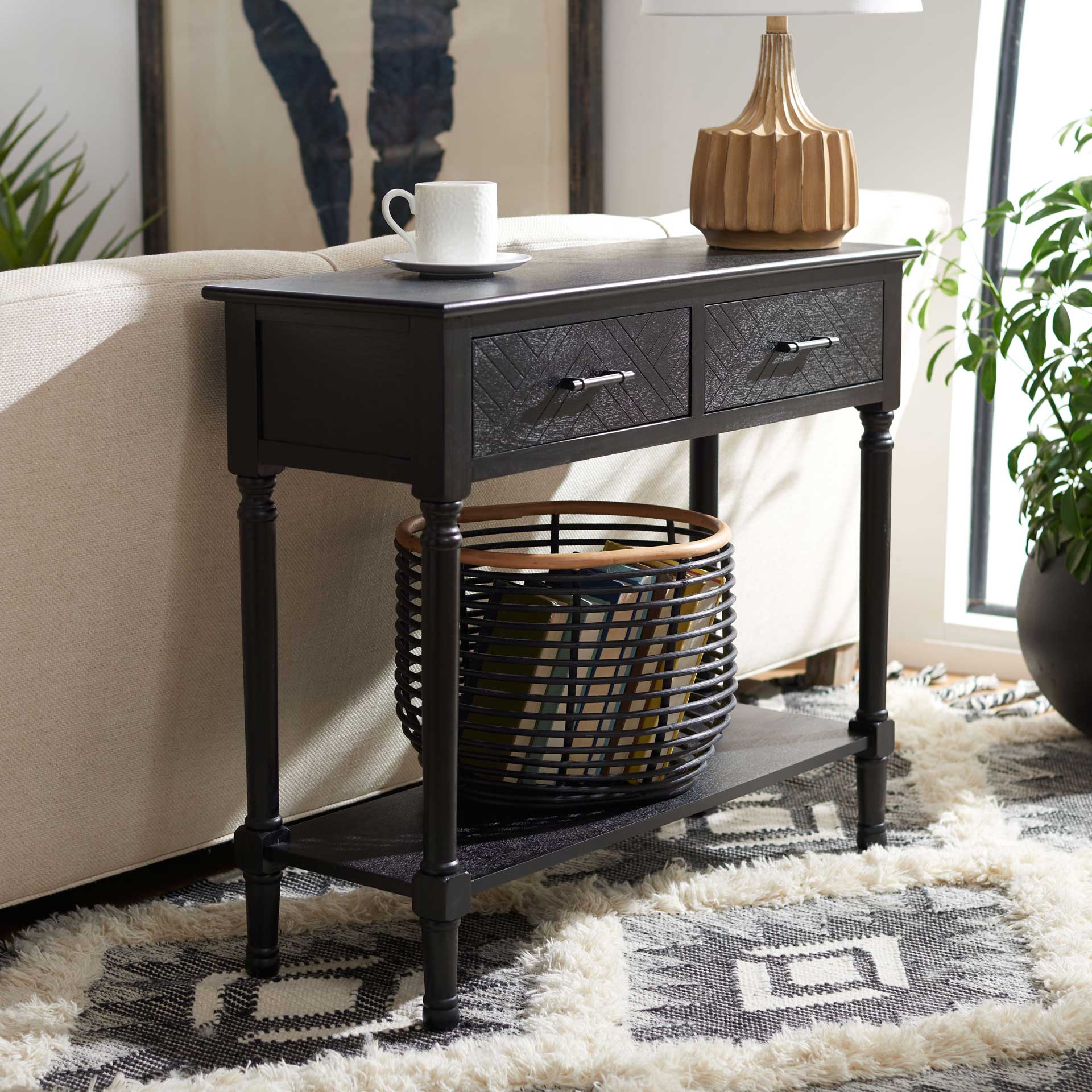 Pebbles 3 Drawer Console Table Black - Image 8