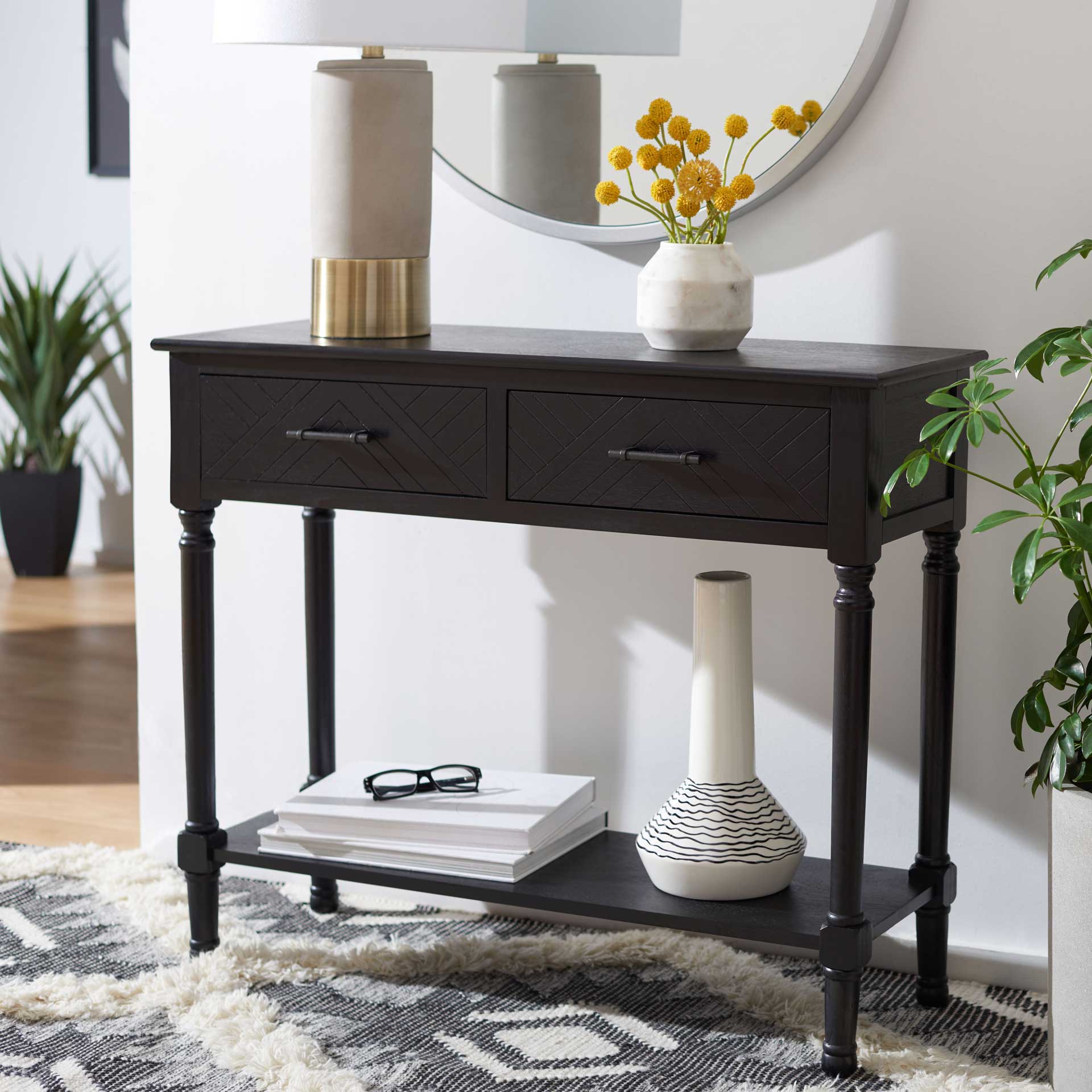 Pebbles 3 Drawer Console Table Black - Image 9