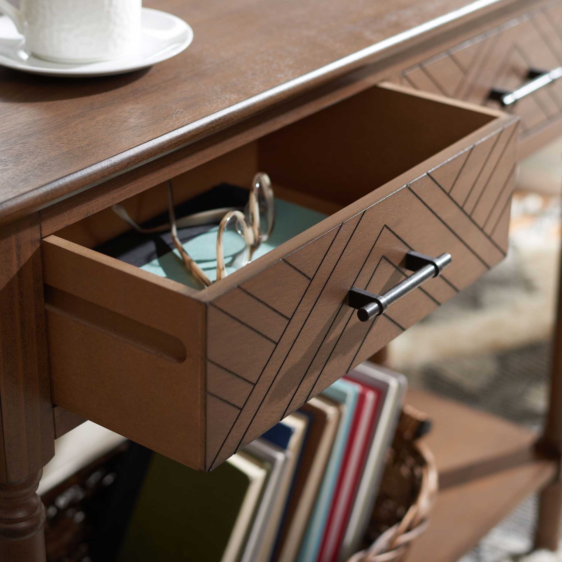 Pebbles 2 Drawer Console Table Brown - Image 7