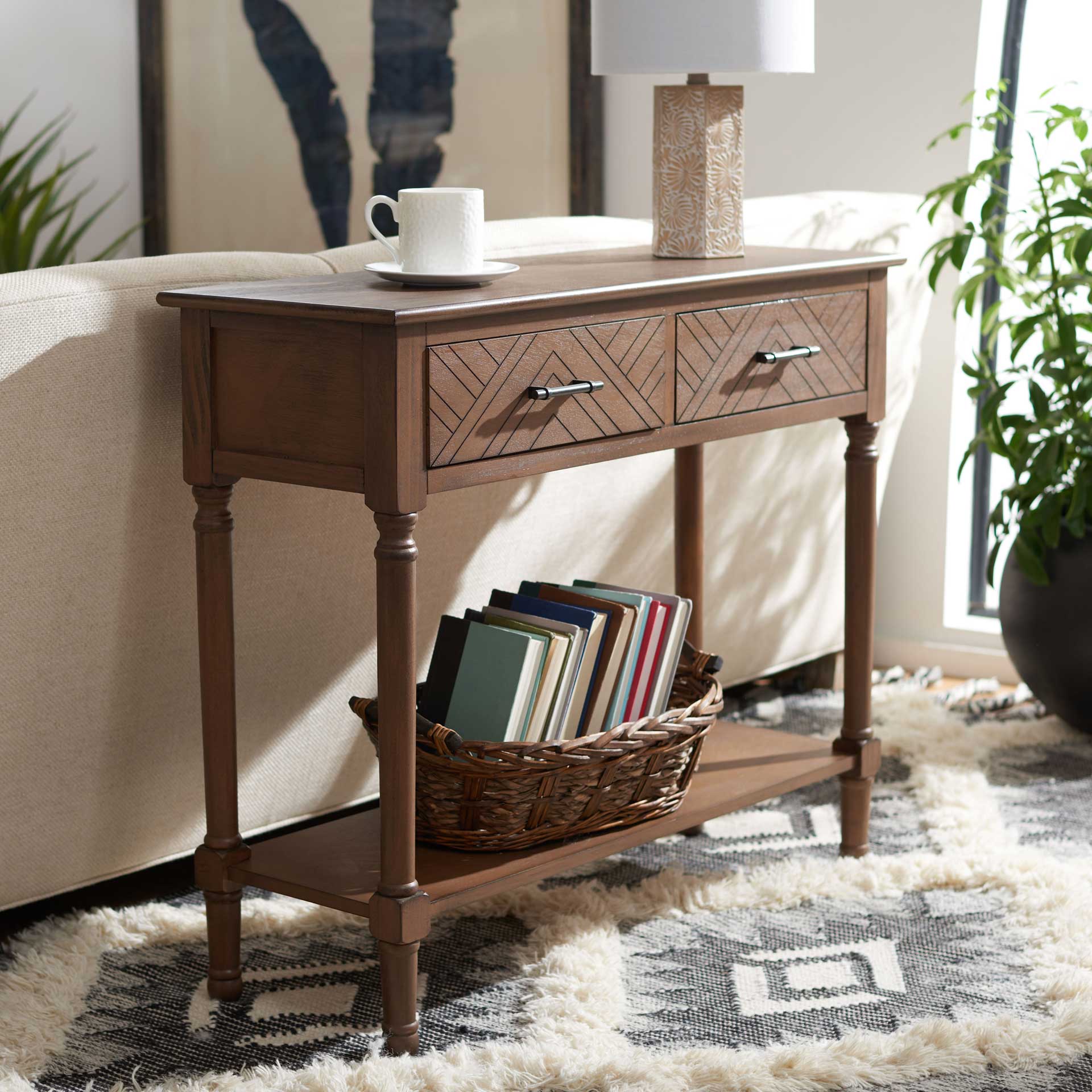 Pebbles 2 Drawer Console Table Brown - Image 8
