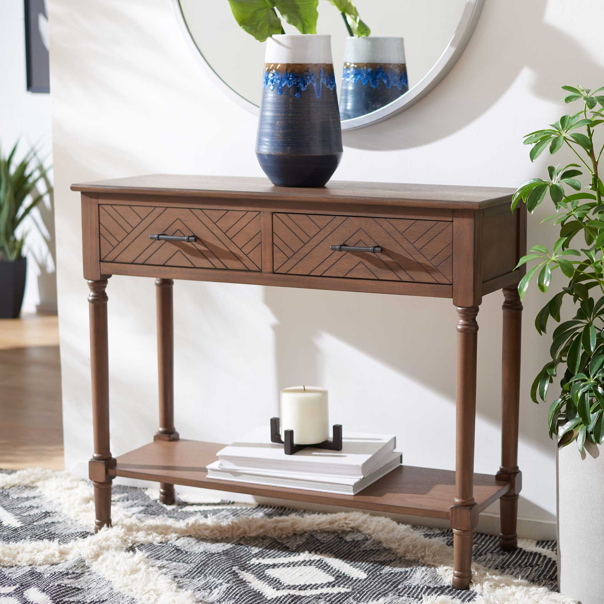 Pebbles 2 Drawer Console Table Brown - Image 9