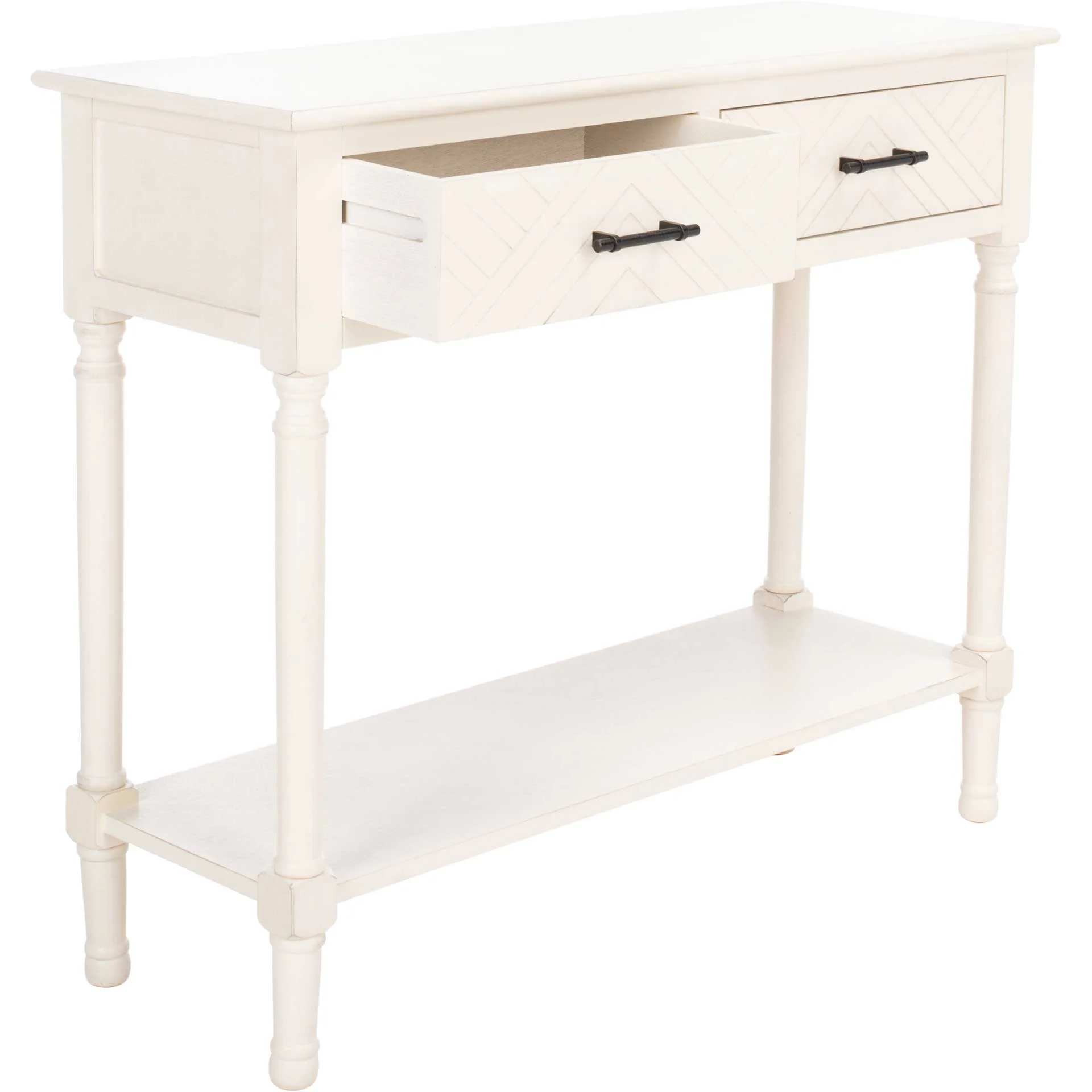 Pebbles 2 Drawer Console Table Distressed White - Image 4