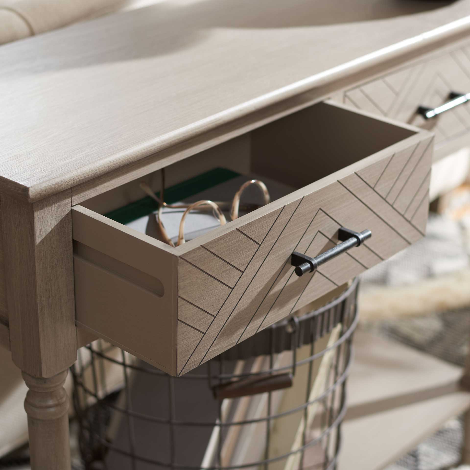 Pebbles 2 Drawer Console Table Greige - Image 7