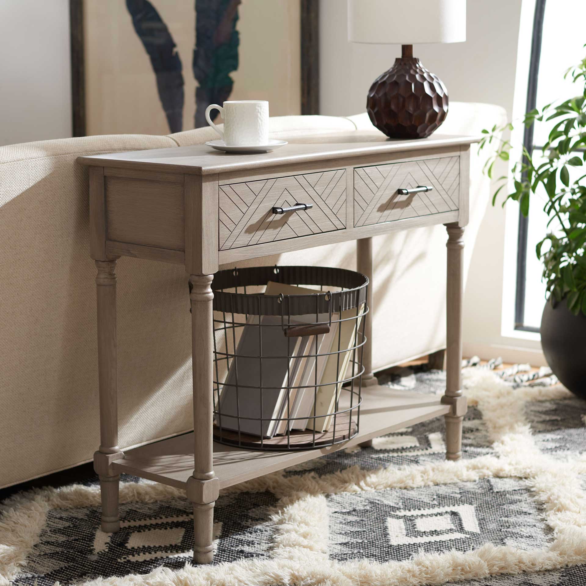 Pebbles 2 Drawer Console Table Greige - Image 8