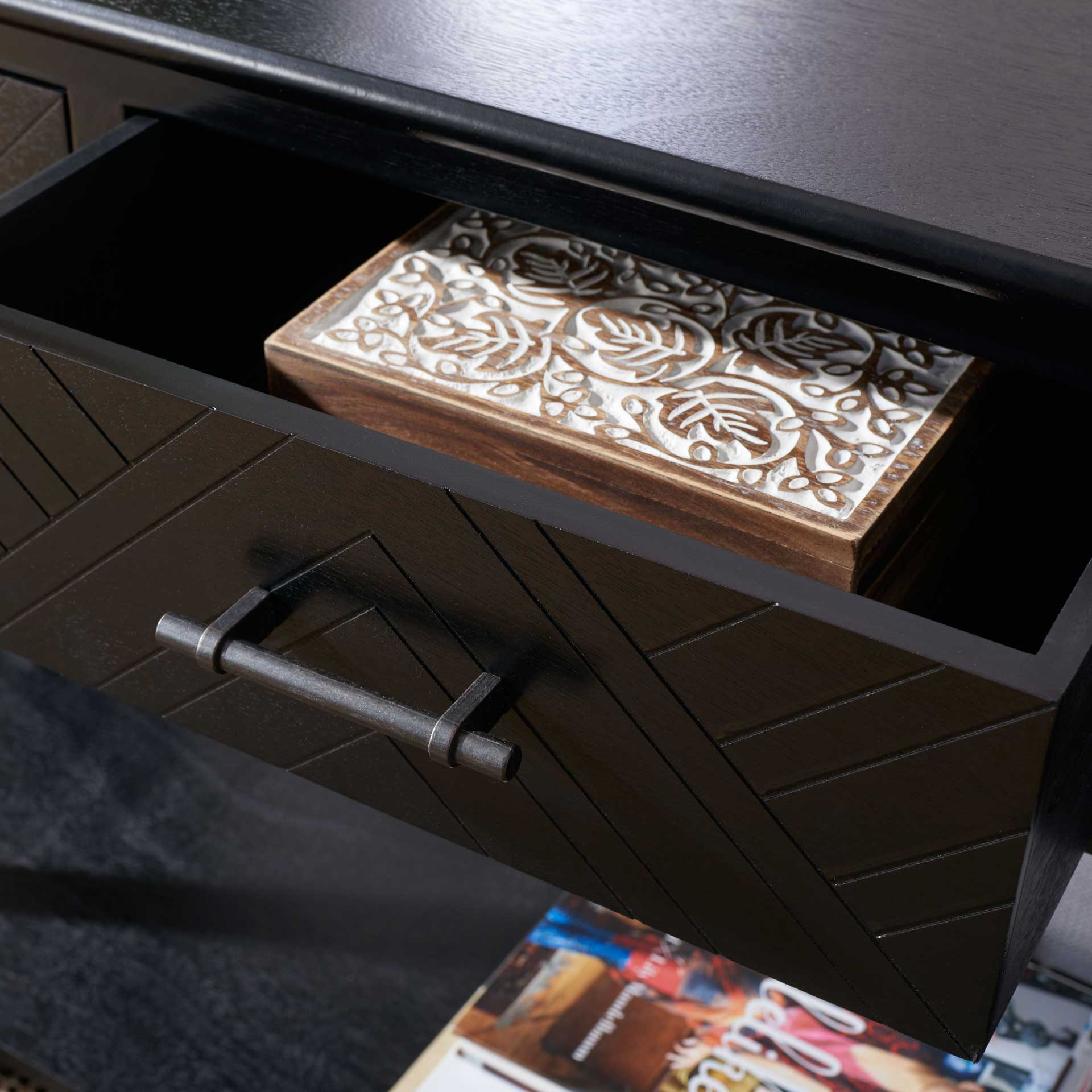 Pebbles 3 Drawer Console Table Black - Image 7