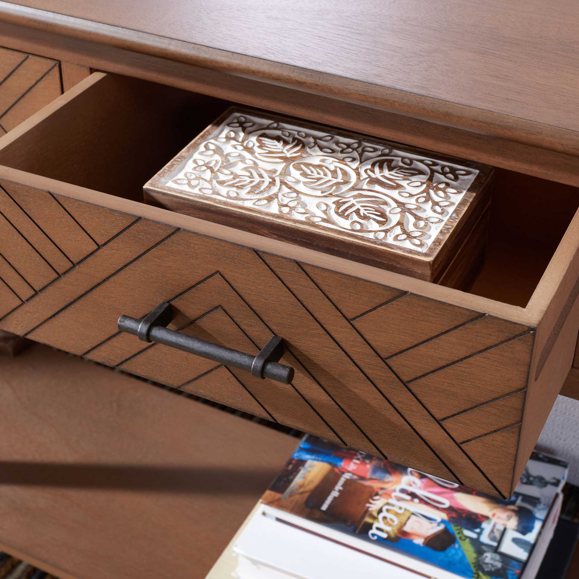 Pebbles 3 Drawer Console Table Brown - Image 7