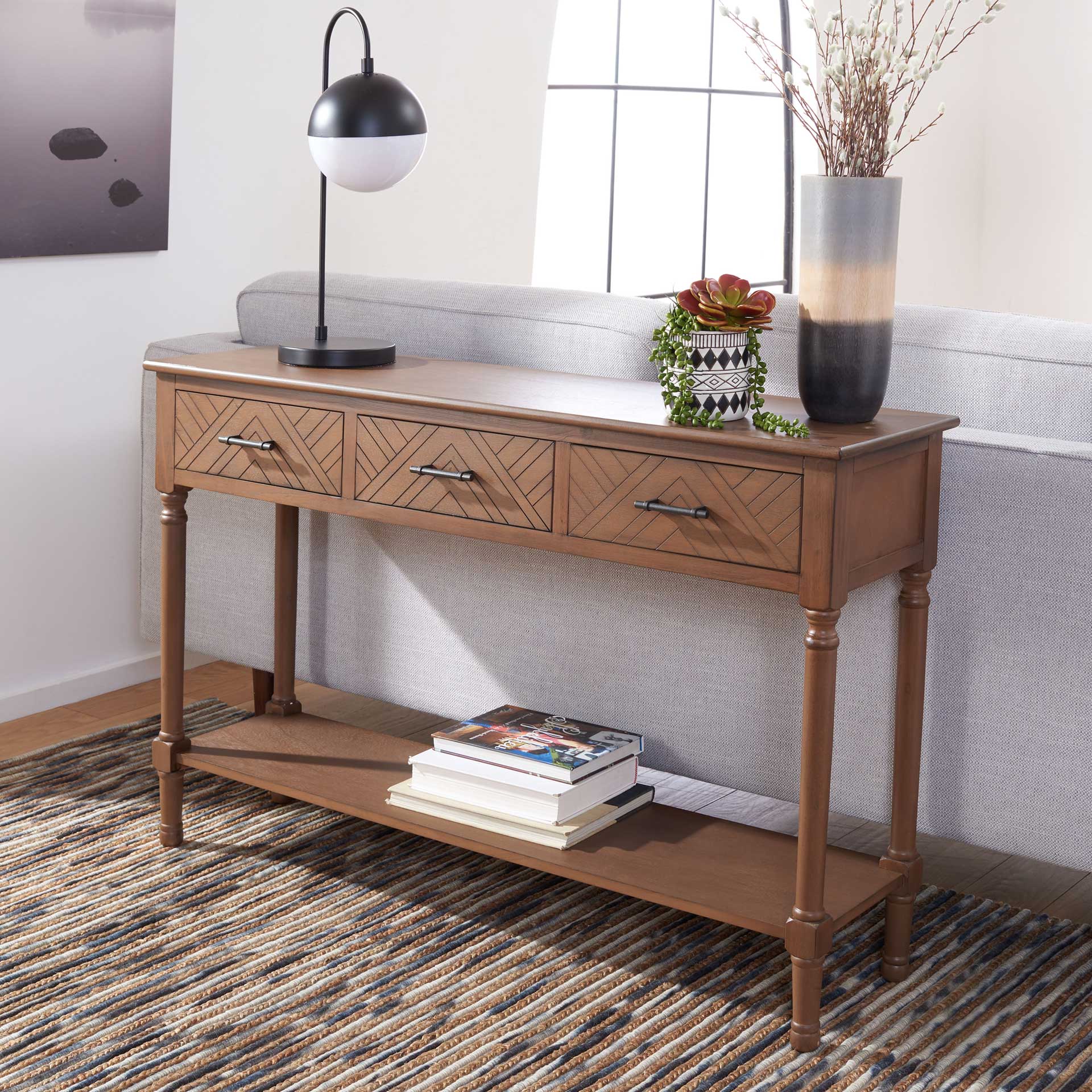 Pebbles 3 Drawer Console Table Brown - Image 8