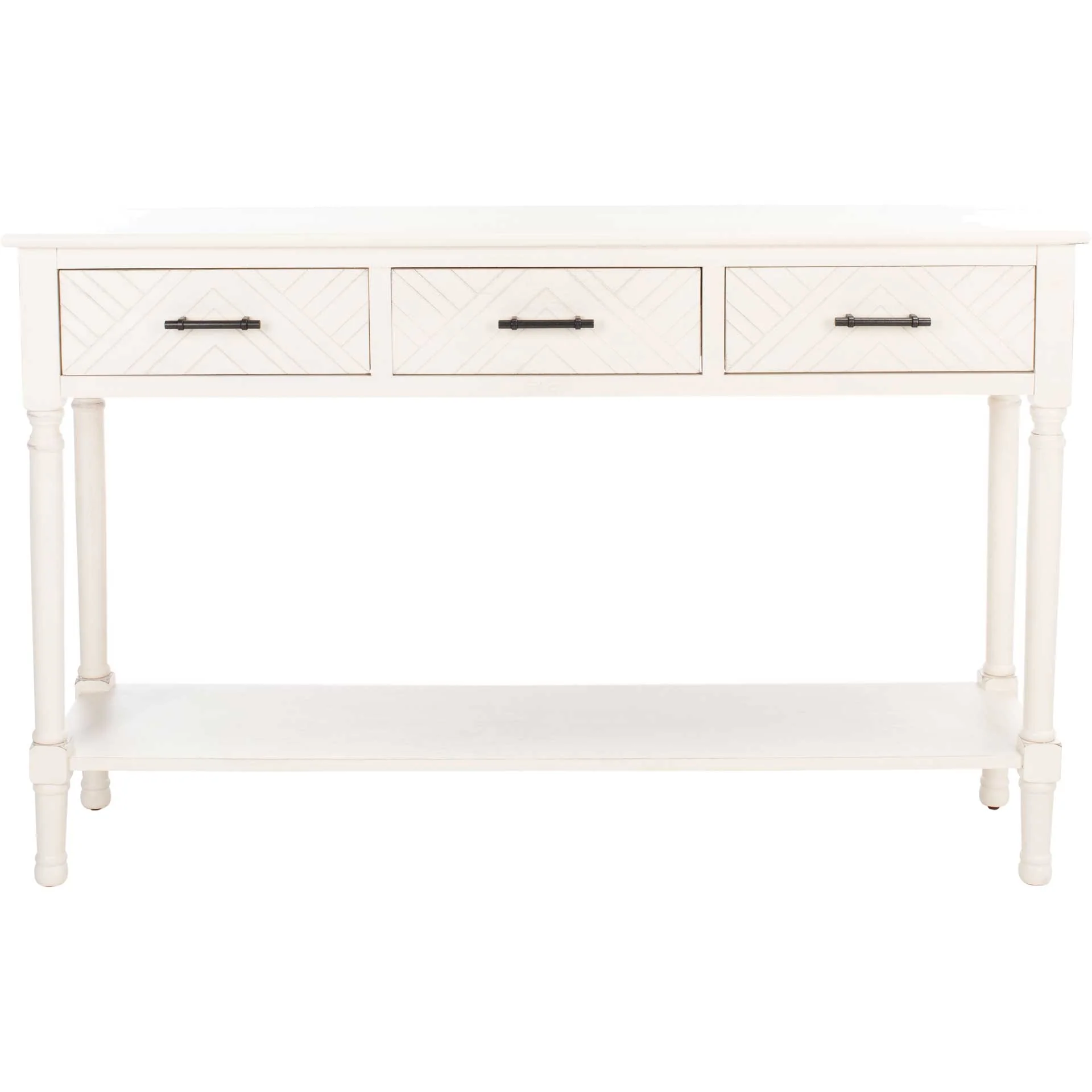 Pebbles 3 Drawer Console Table Distressed White - Image 2