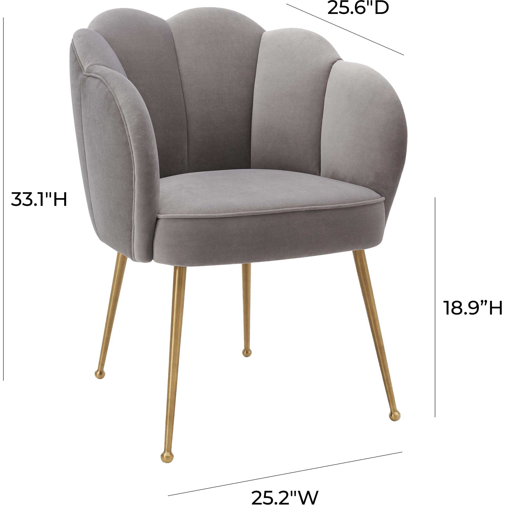 Pebbles Velvet Dining Chair Gray - Image 6
