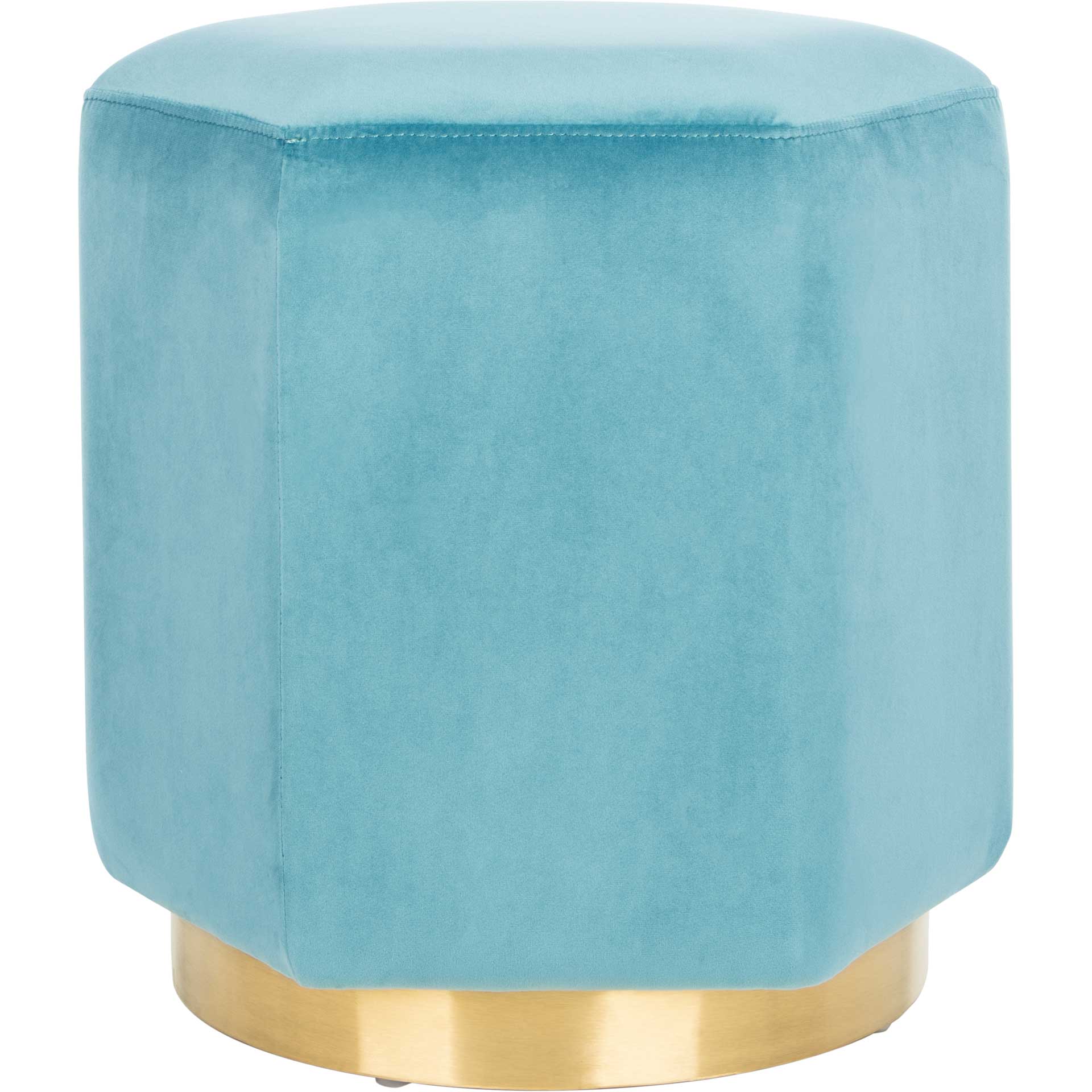 Pedro Hexagon Velvet Ottoman Seafoam - Image 2