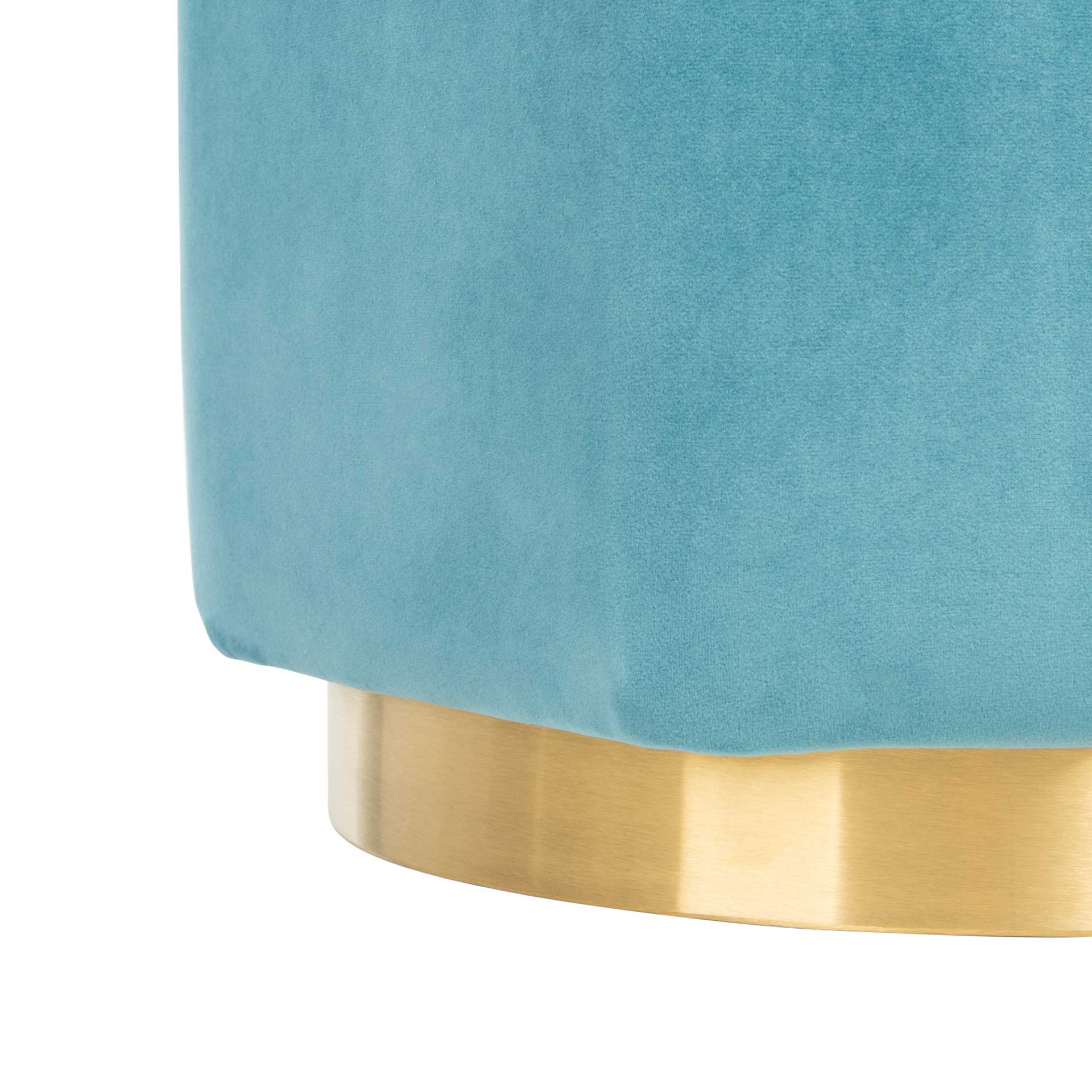 Pedro Hexagon Velvet Ottoman Seafoam - Image 5