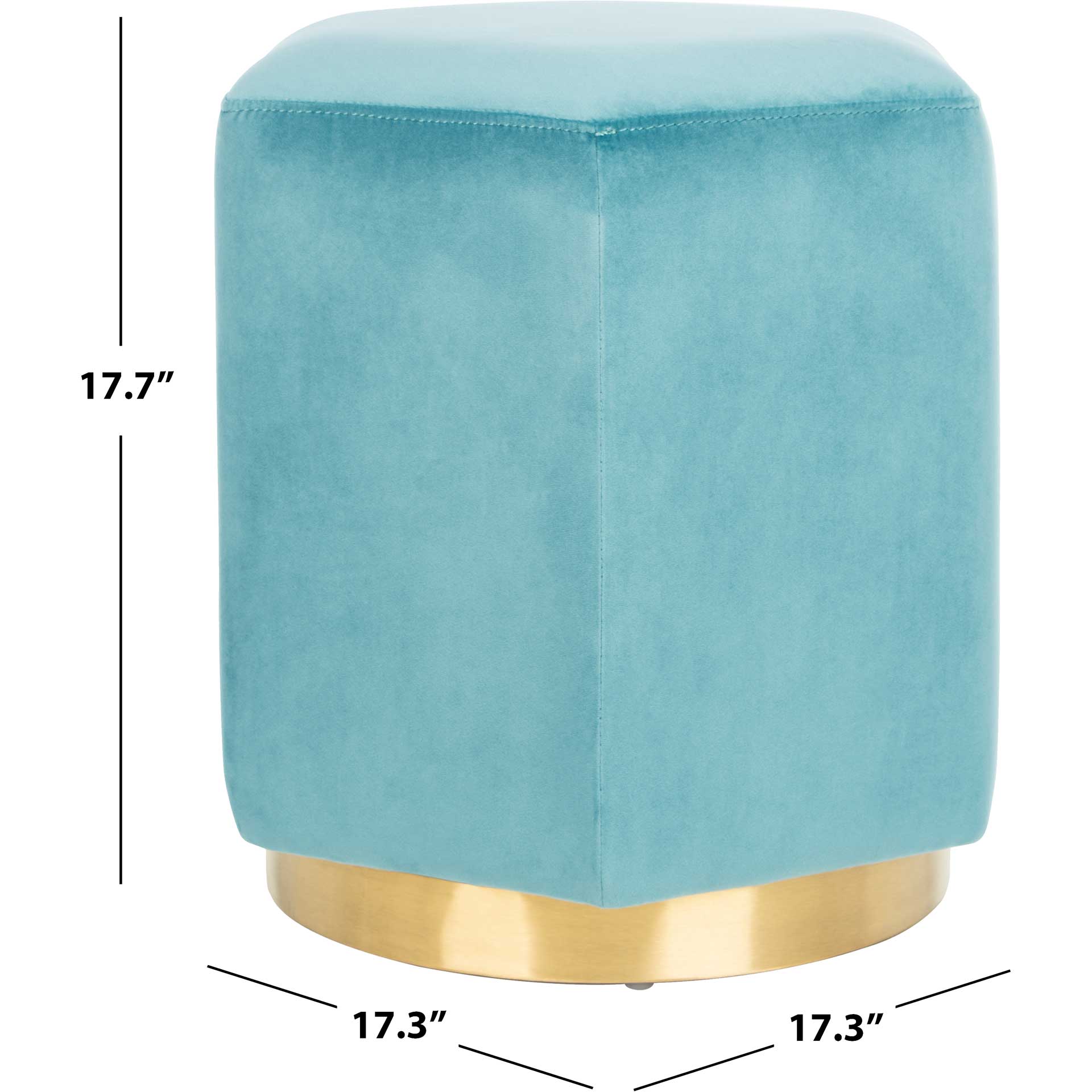Pedro Hexagon Velvet Ottoman Seafoam - Image 6