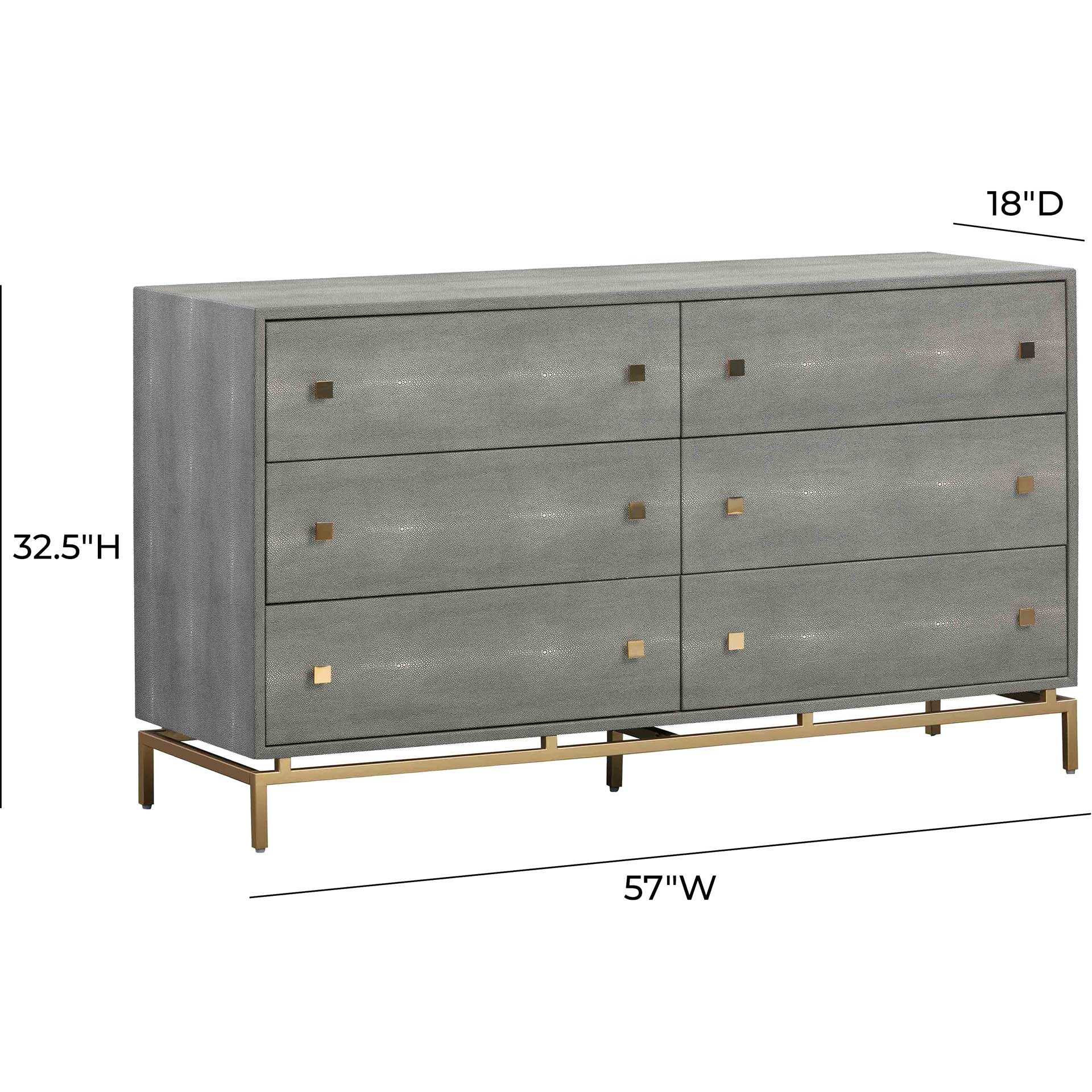 Pedro Shagreen 6 Drawer Dresser Gray - Image 11