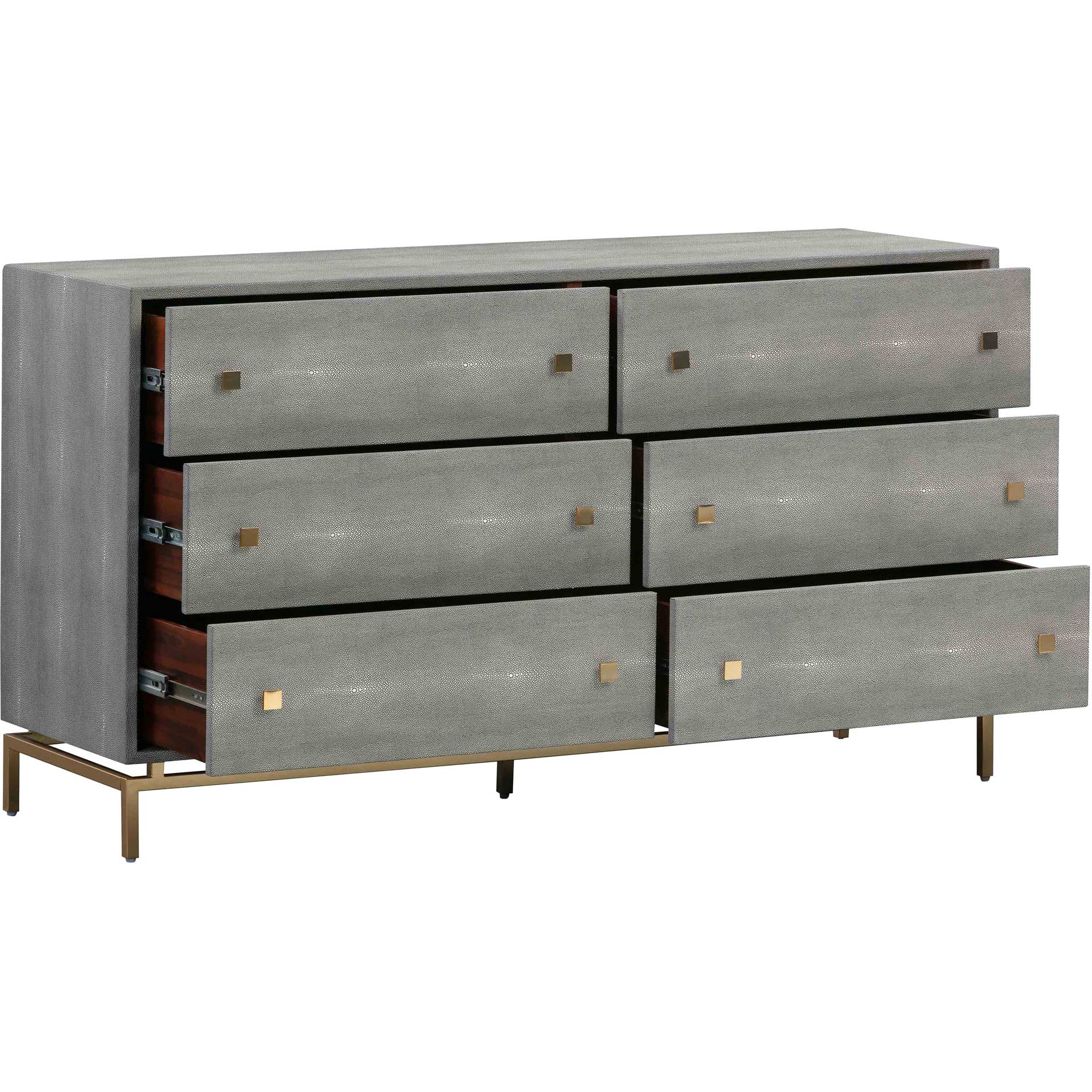 Pedro Shagreen 6 Drawer Dresser Gray - Image 5