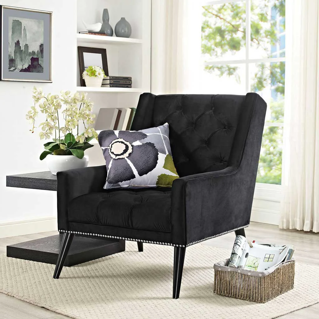 Pericles Velvet Armchair Black - Image 5