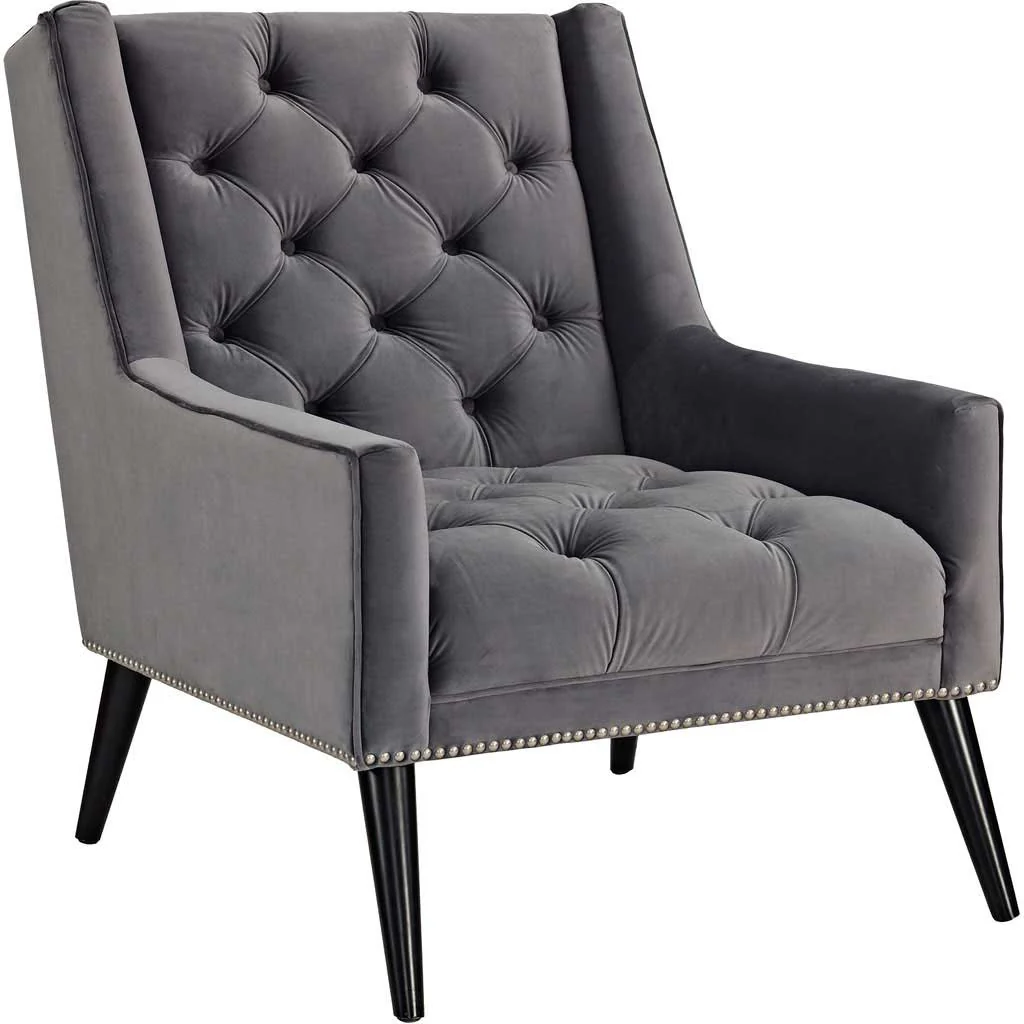 Pericles Velvet Armchair Gray - Image 2