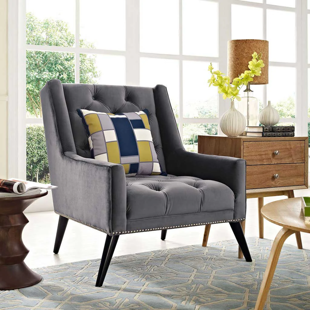 Pericles Velvet Armchair Gray - Image 5