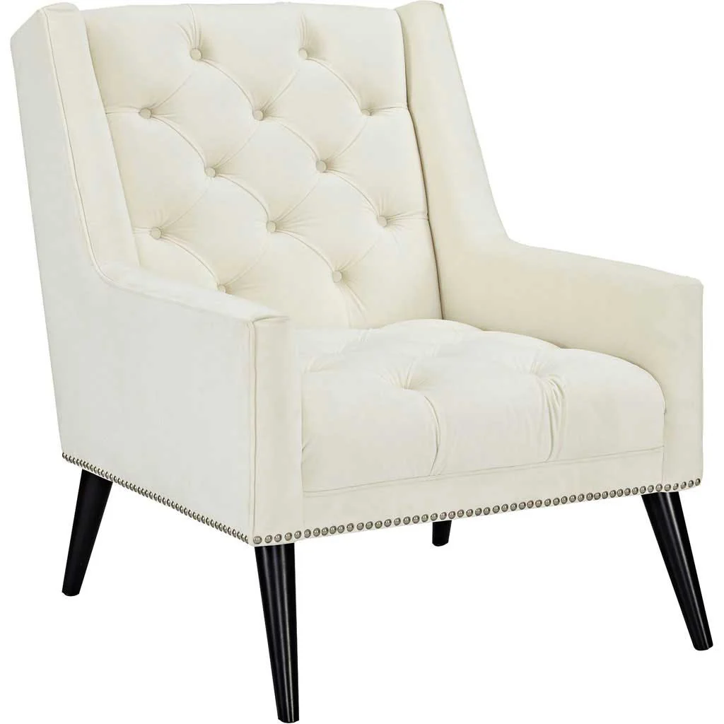 Pericles Velvet Armchair Ivory - Image 2