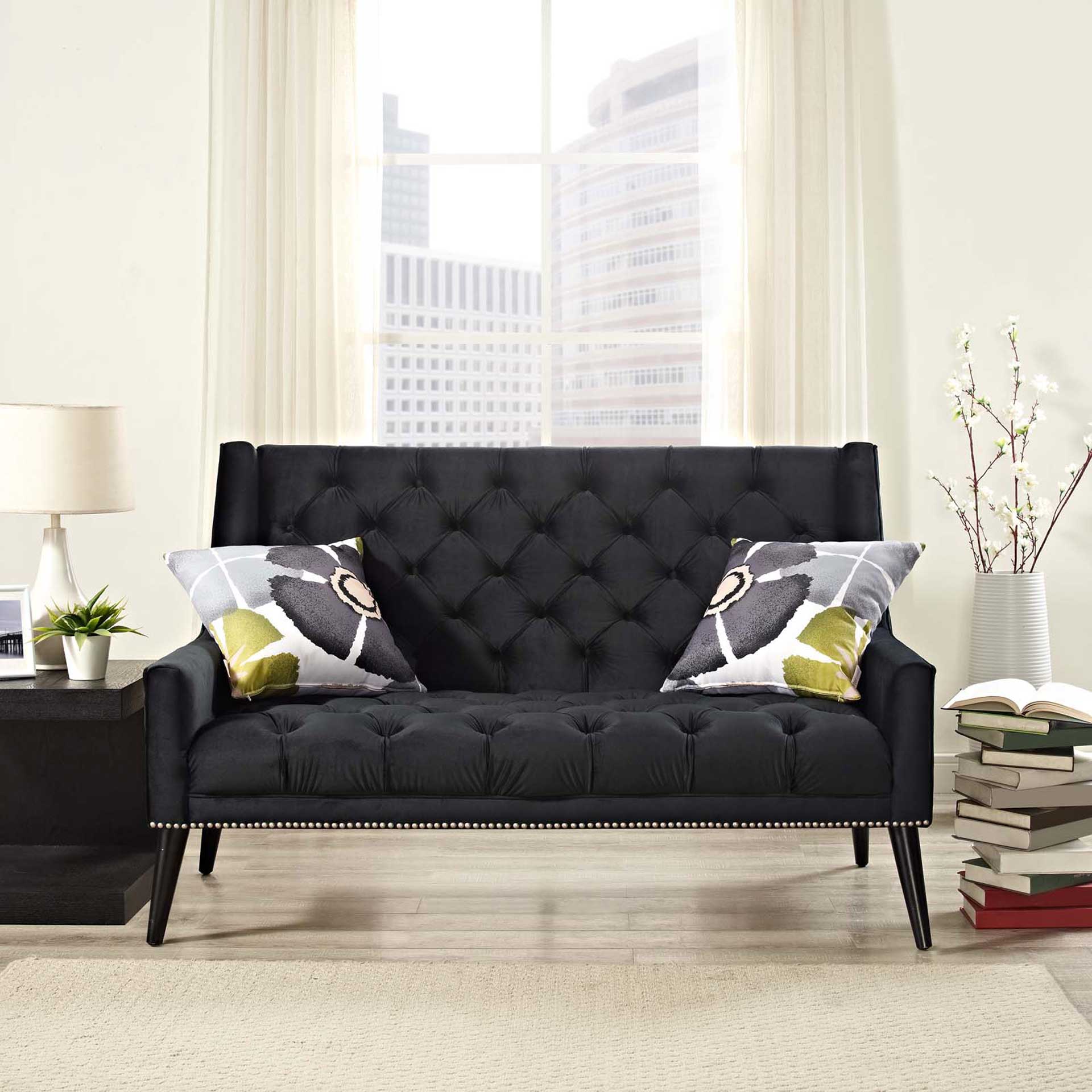 Pericles Velvet Sofa Black - Image 4