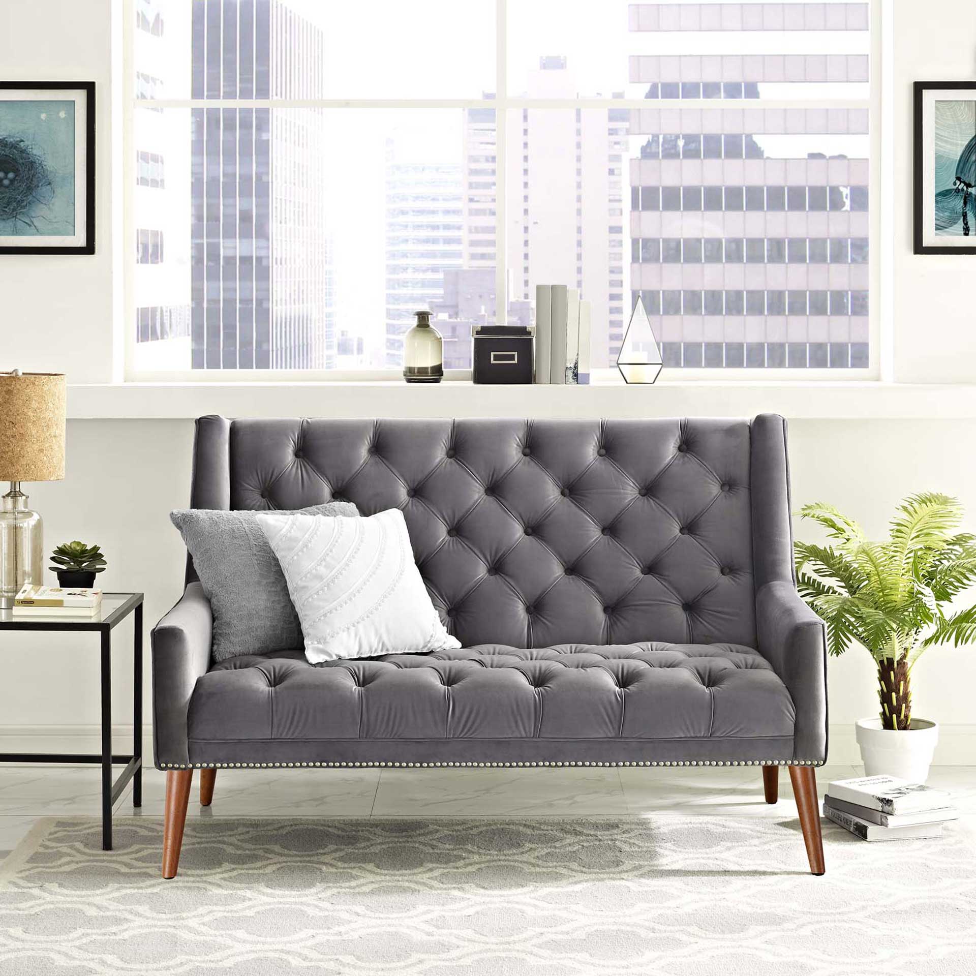 Pericles Velvet Sofa Gray - Image 4