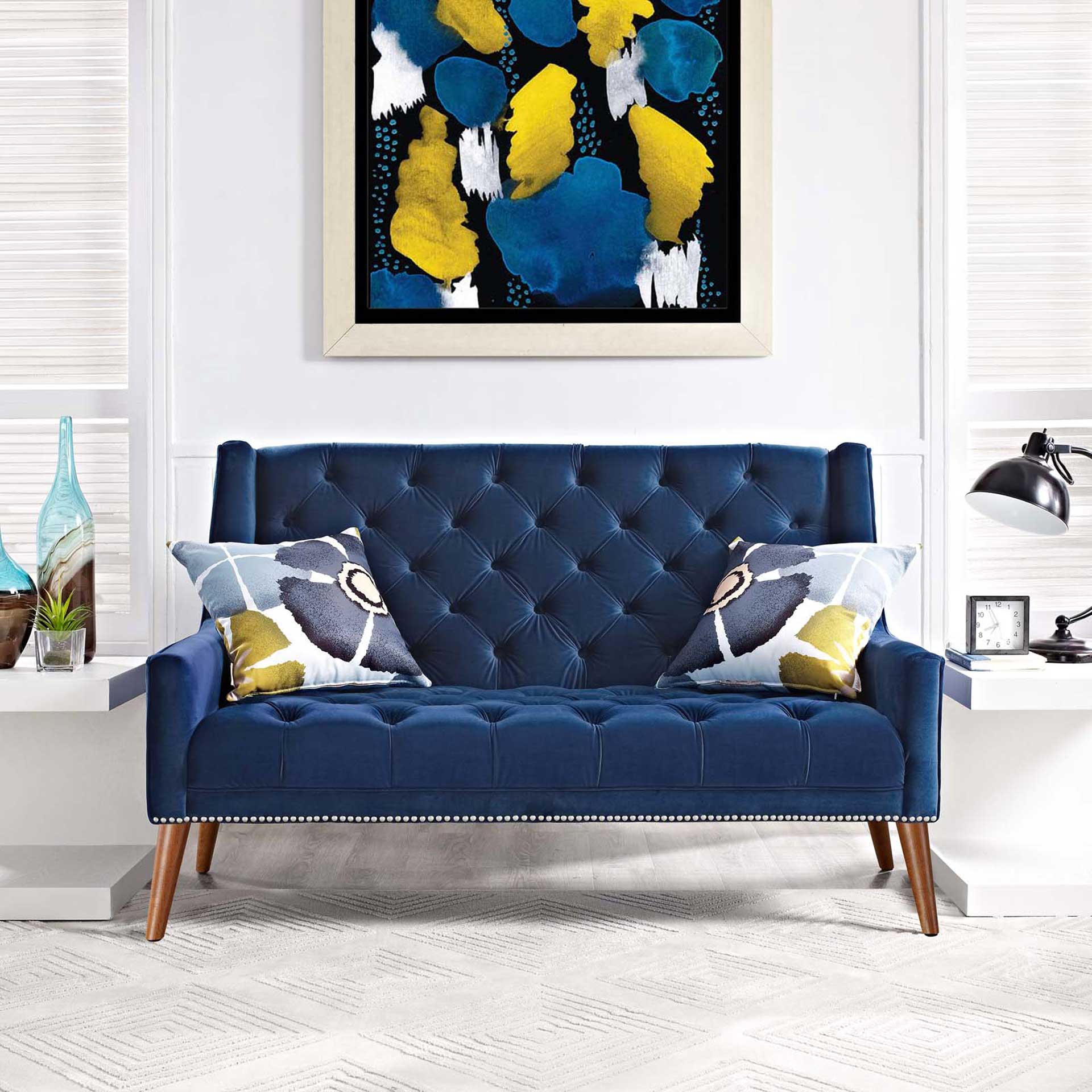 Pericles Velvet Sofa Navy - Image 4