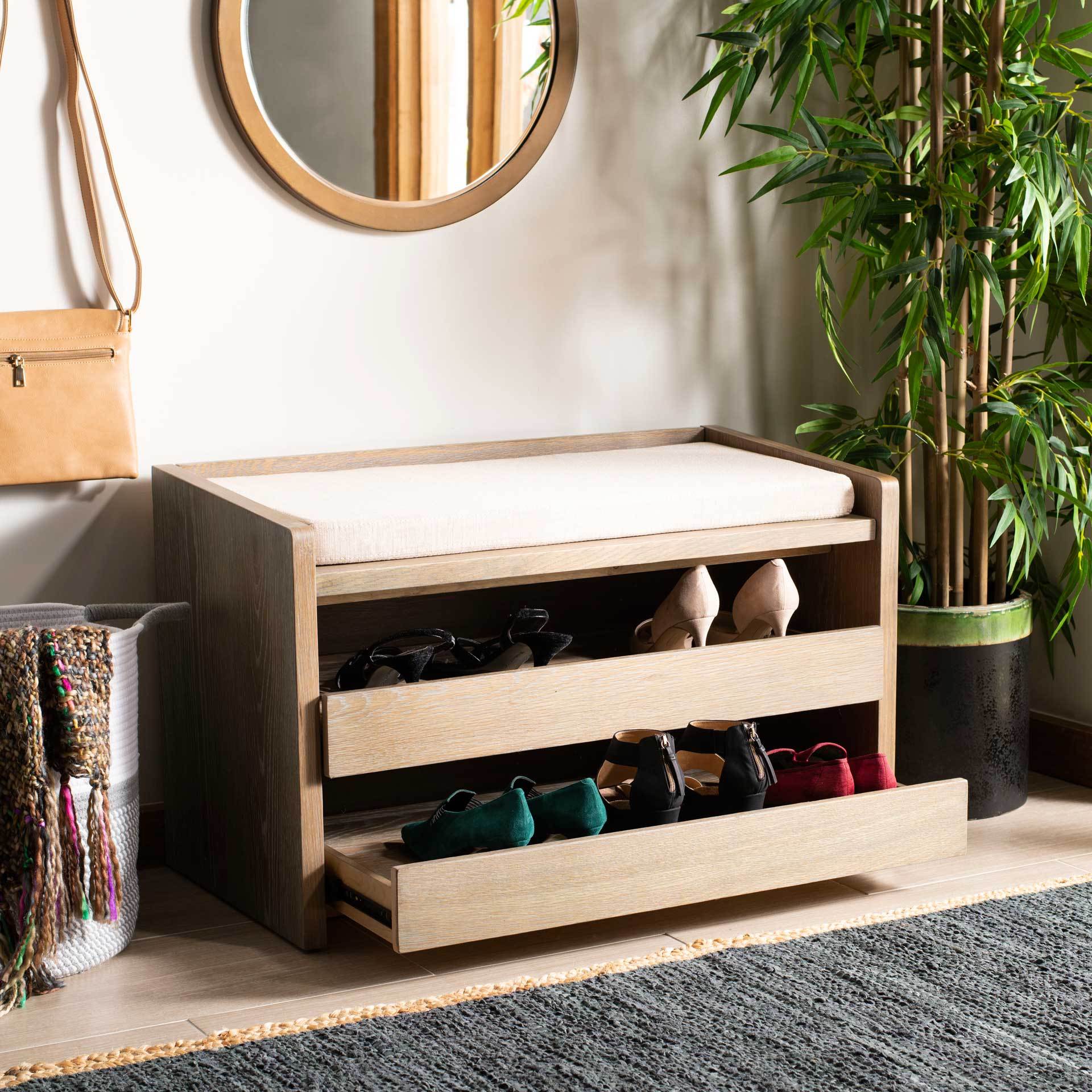 Perla Storage Bench Rustic Oak/Beige - Image 5