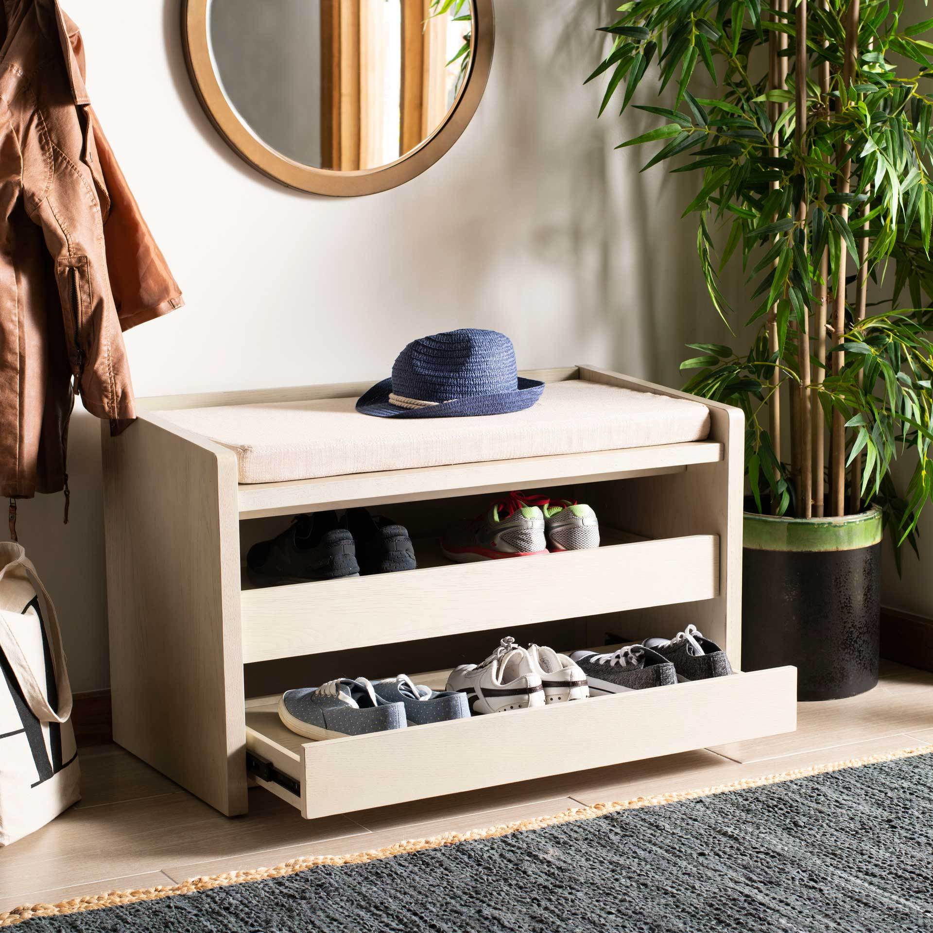 Perla Storage Bench White Wash/Beige - Image 5