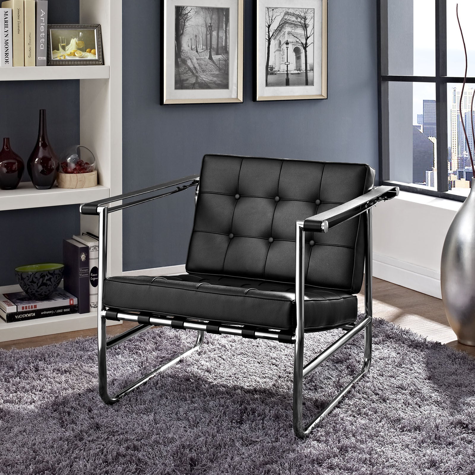 Pero Stainless Steel Lounge Chair Black - Image 4