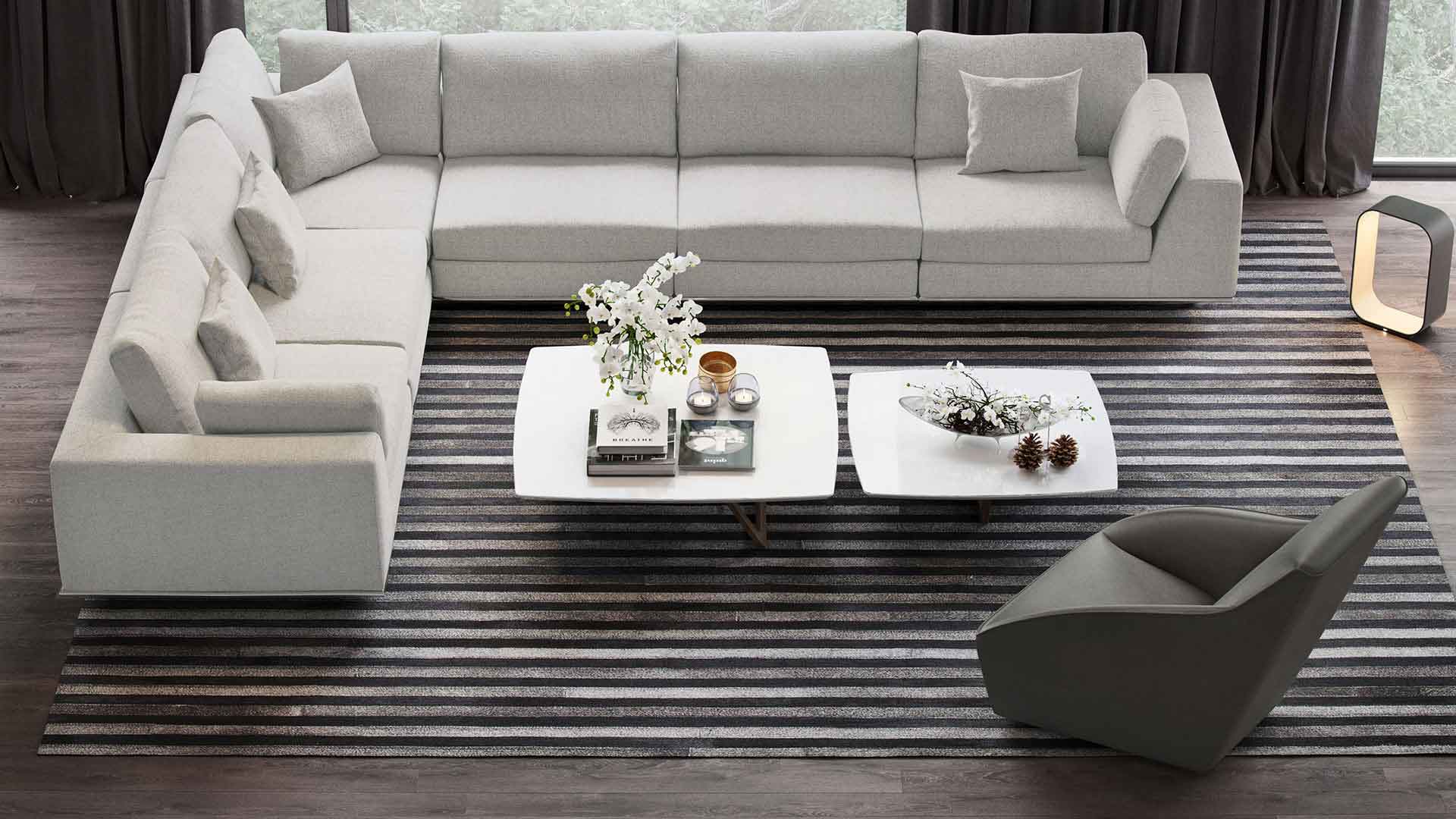 Perry Extended L-Corner Sofa Moonbeam - Image 4