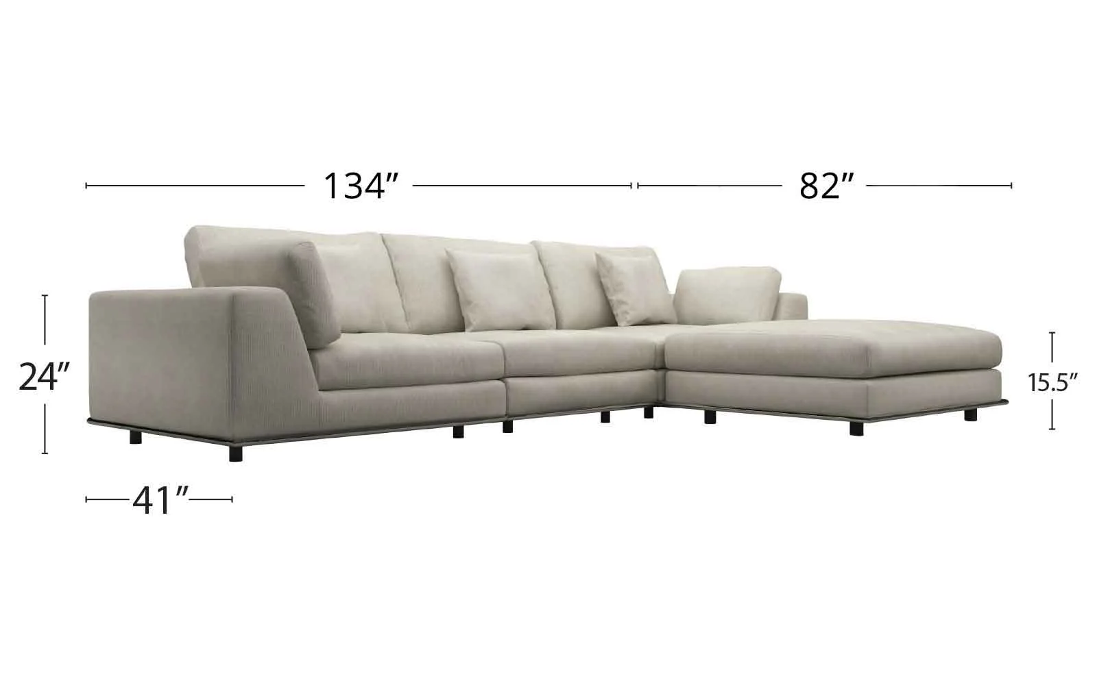 Perry Sectional Sofa Moonbeam - Image 3