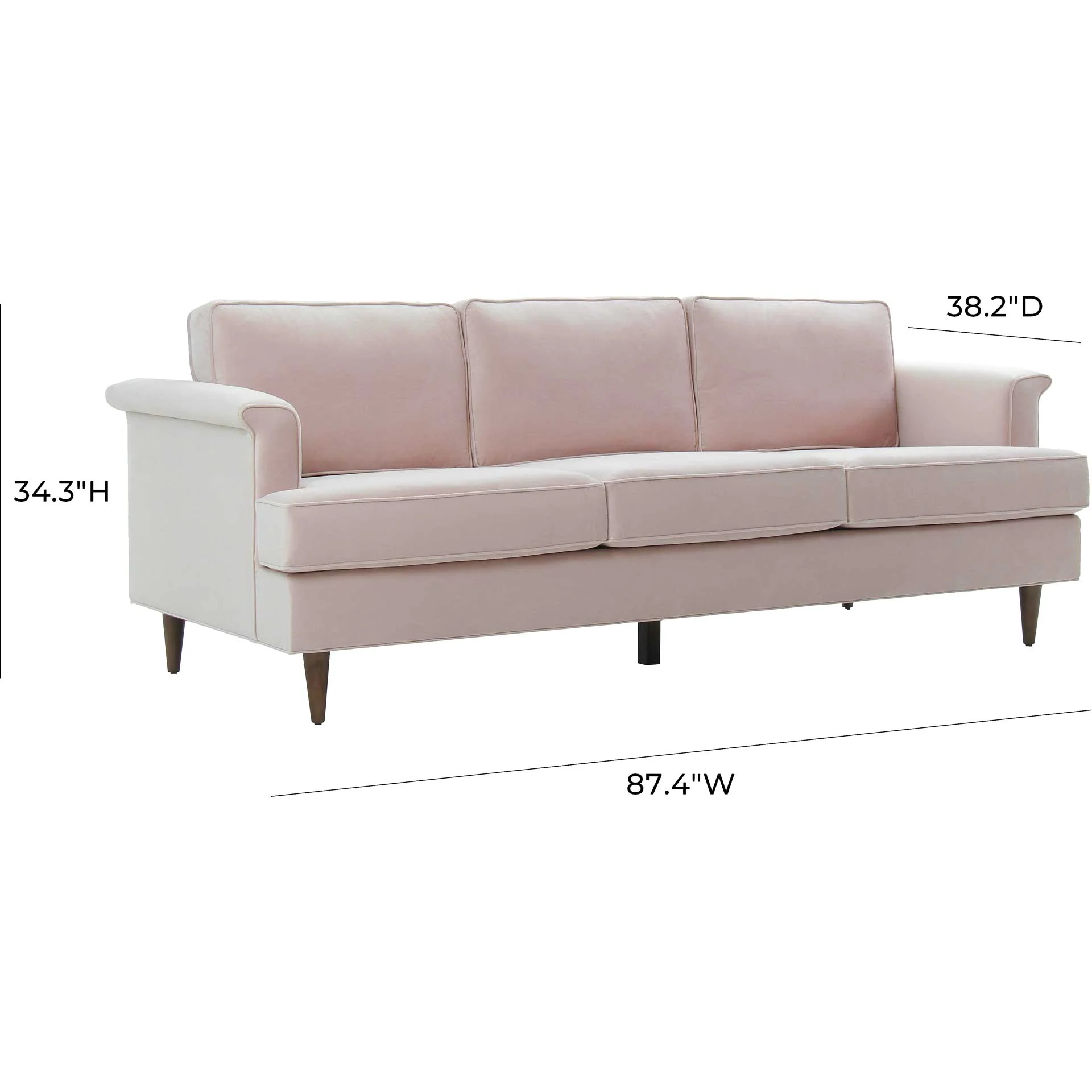 Pessac Velvet Sofa Blush - Image 5