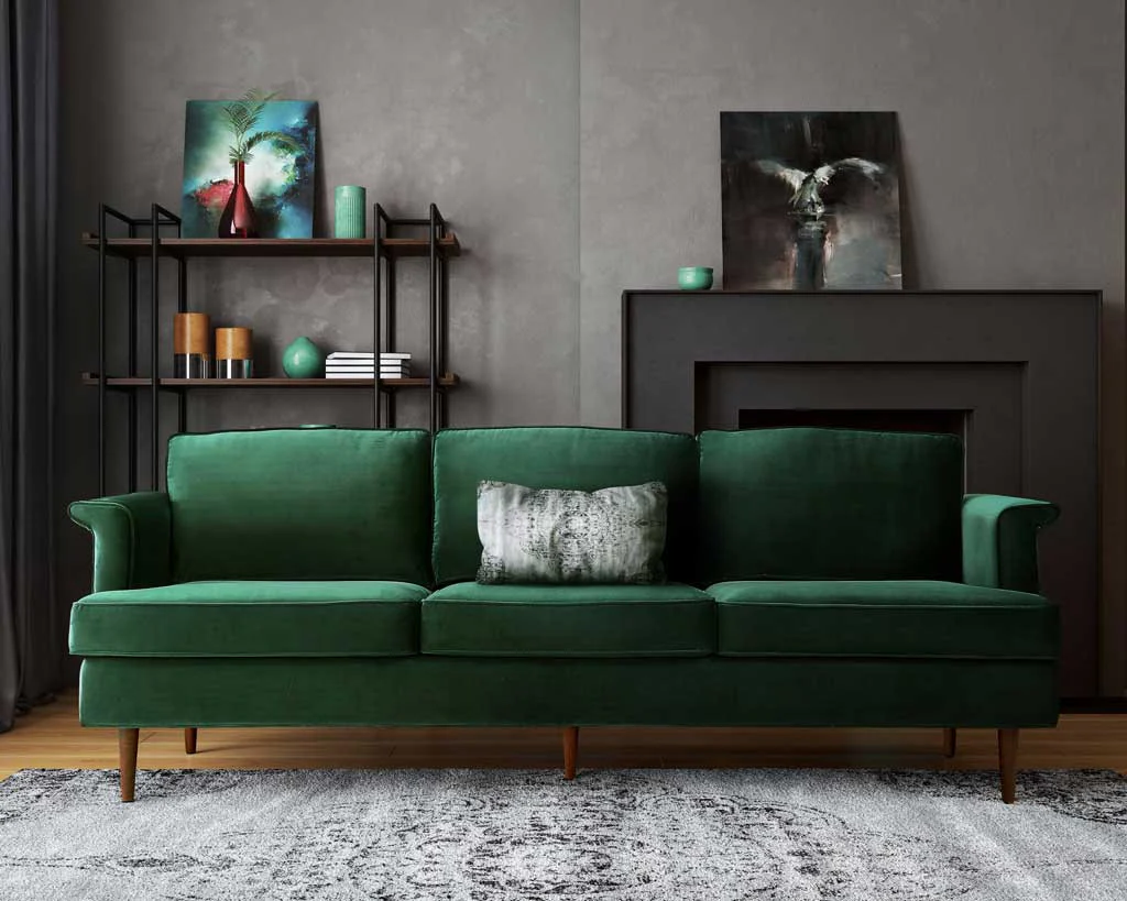 Pessac Velvet Sofa Forest Green - Image 5