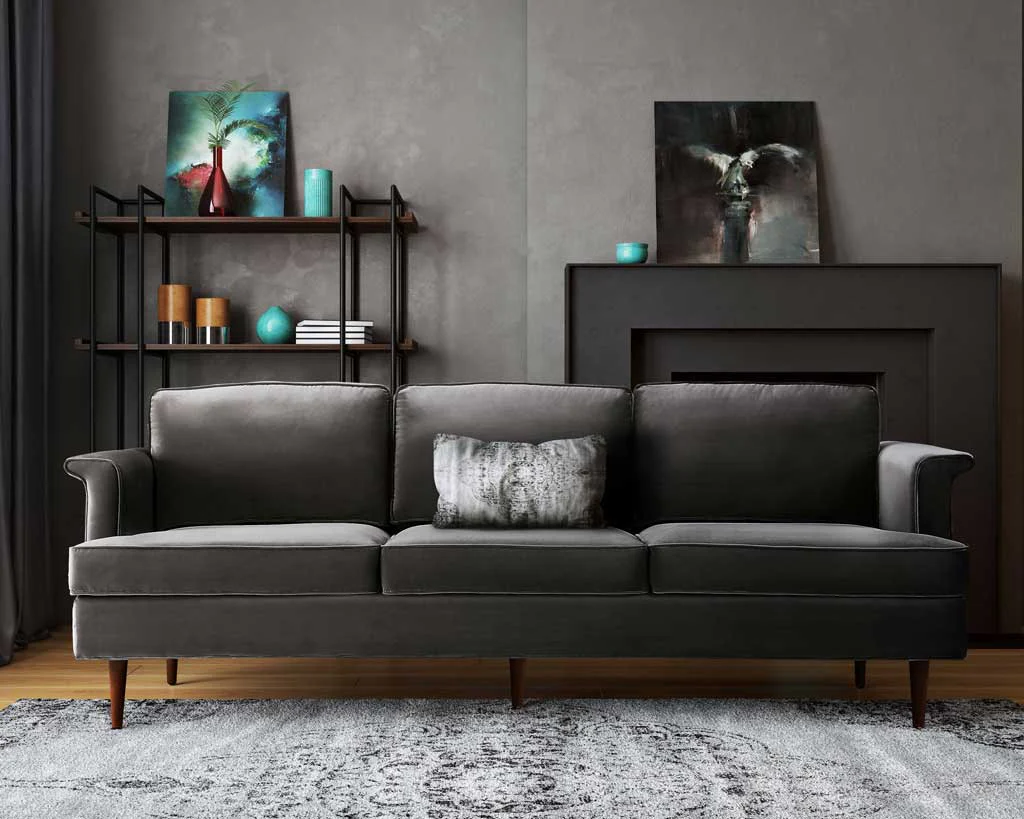 Pessac Velvet Sofa Gray - Image 5