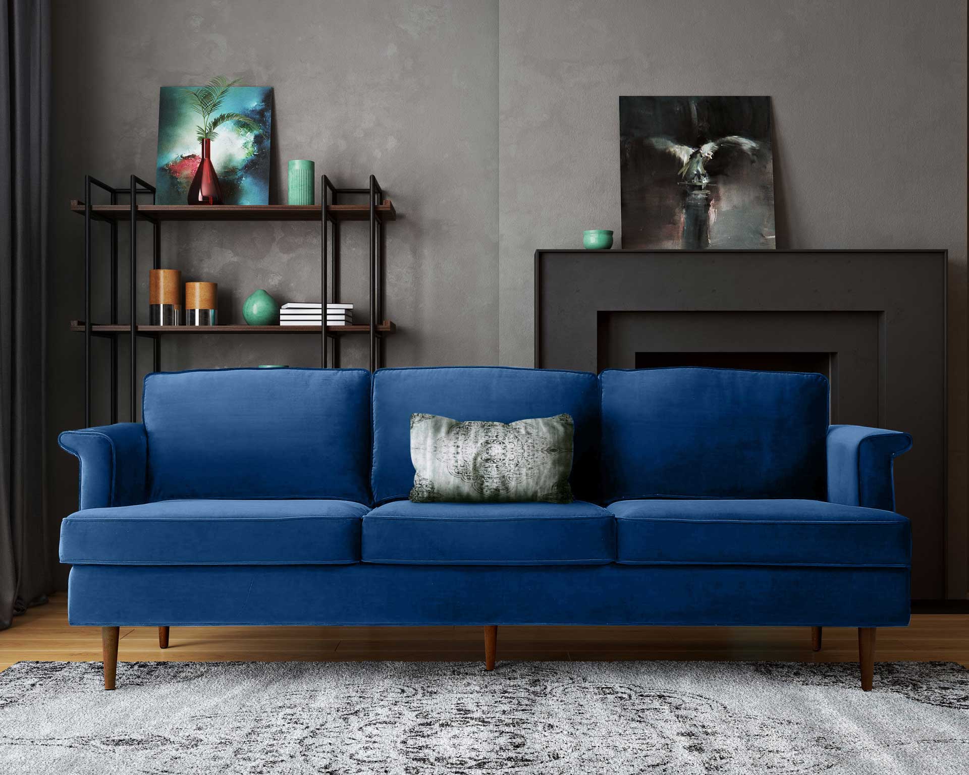 Pessac Velvet Sofa Navy - Image 6