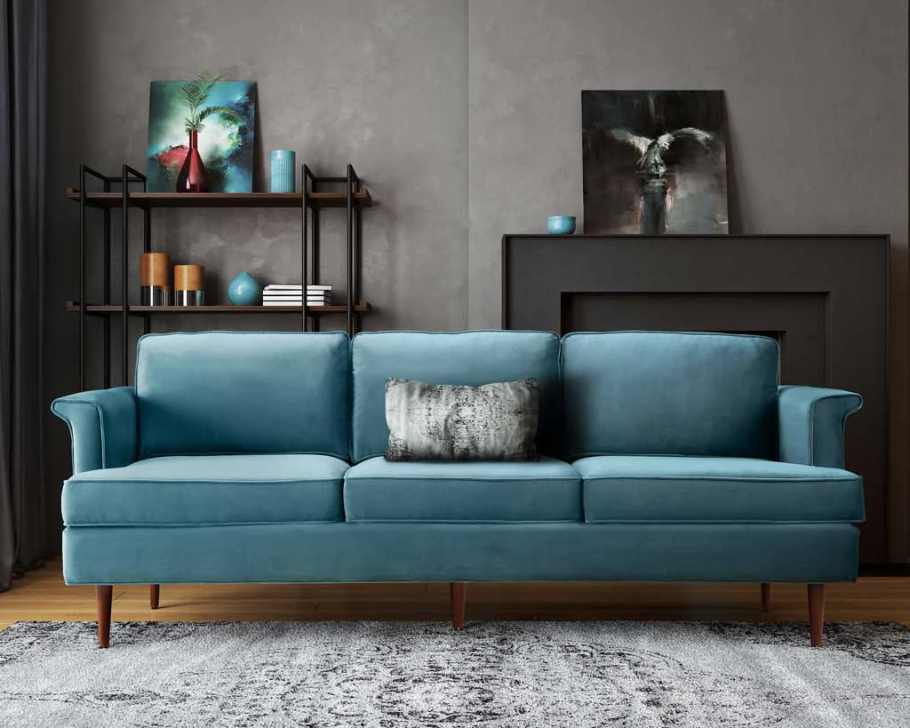 Pessac Velvet Sofa Sea Blue - Image 5