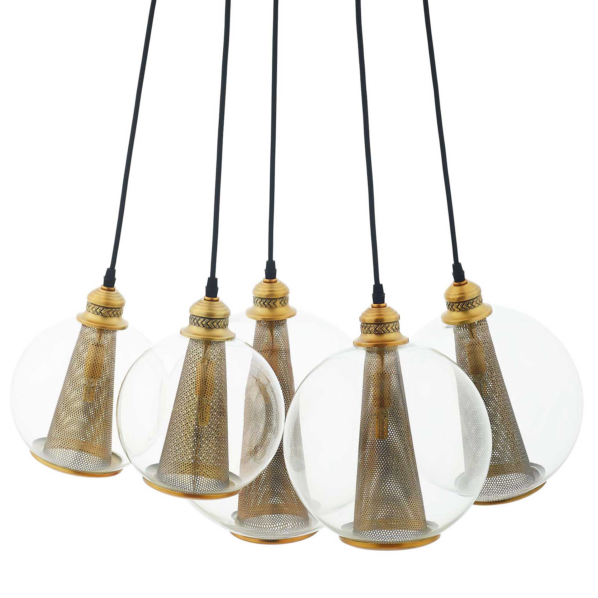 Phillip 5 Cone Chandelier Brass Gold/Black - Image 2