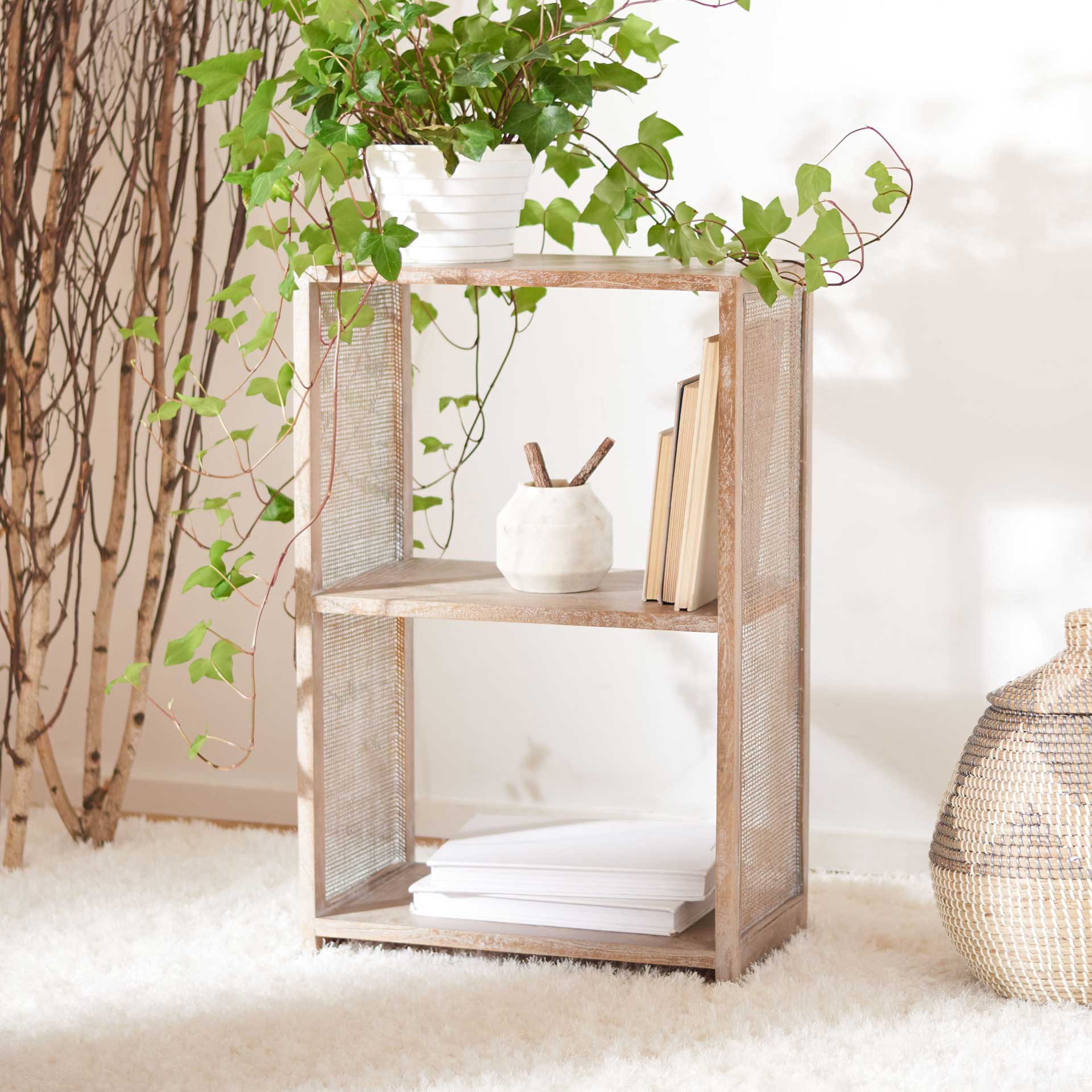 Phoebe 2 Shelf Etagere Gray White Wash - Image 5