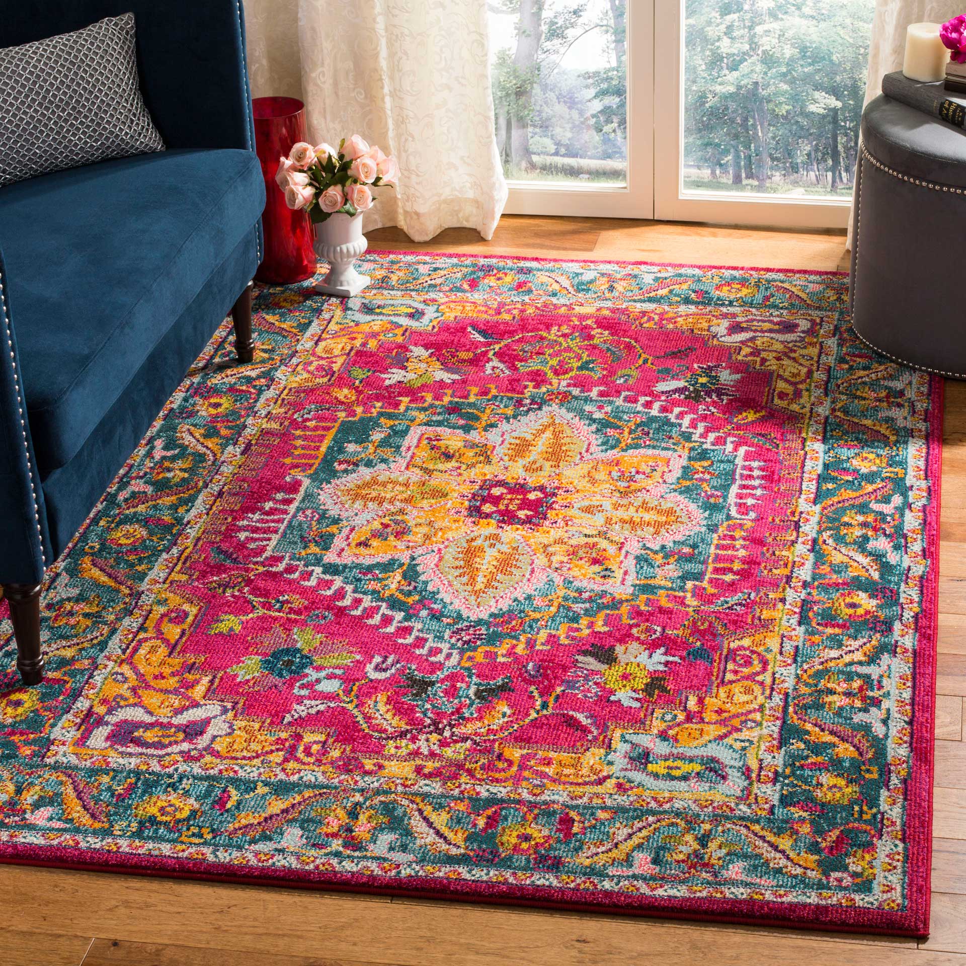 Phoenix Fuchsia/Blue Area Rug - Image 4