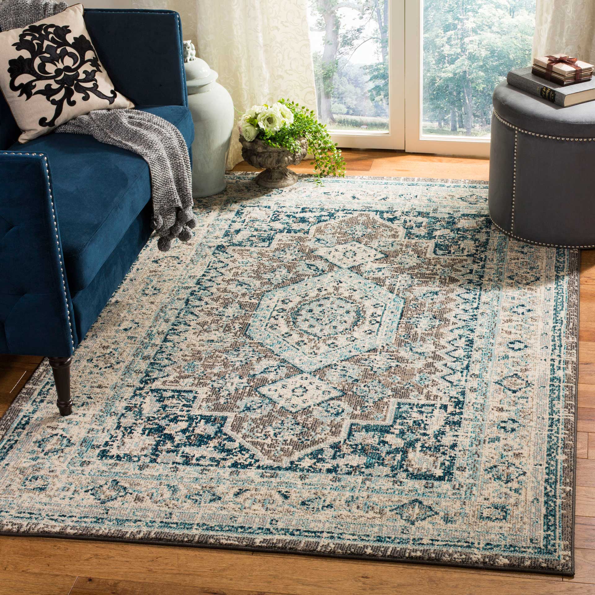 Phoenix Gray/Blue Area Rug - Image 4