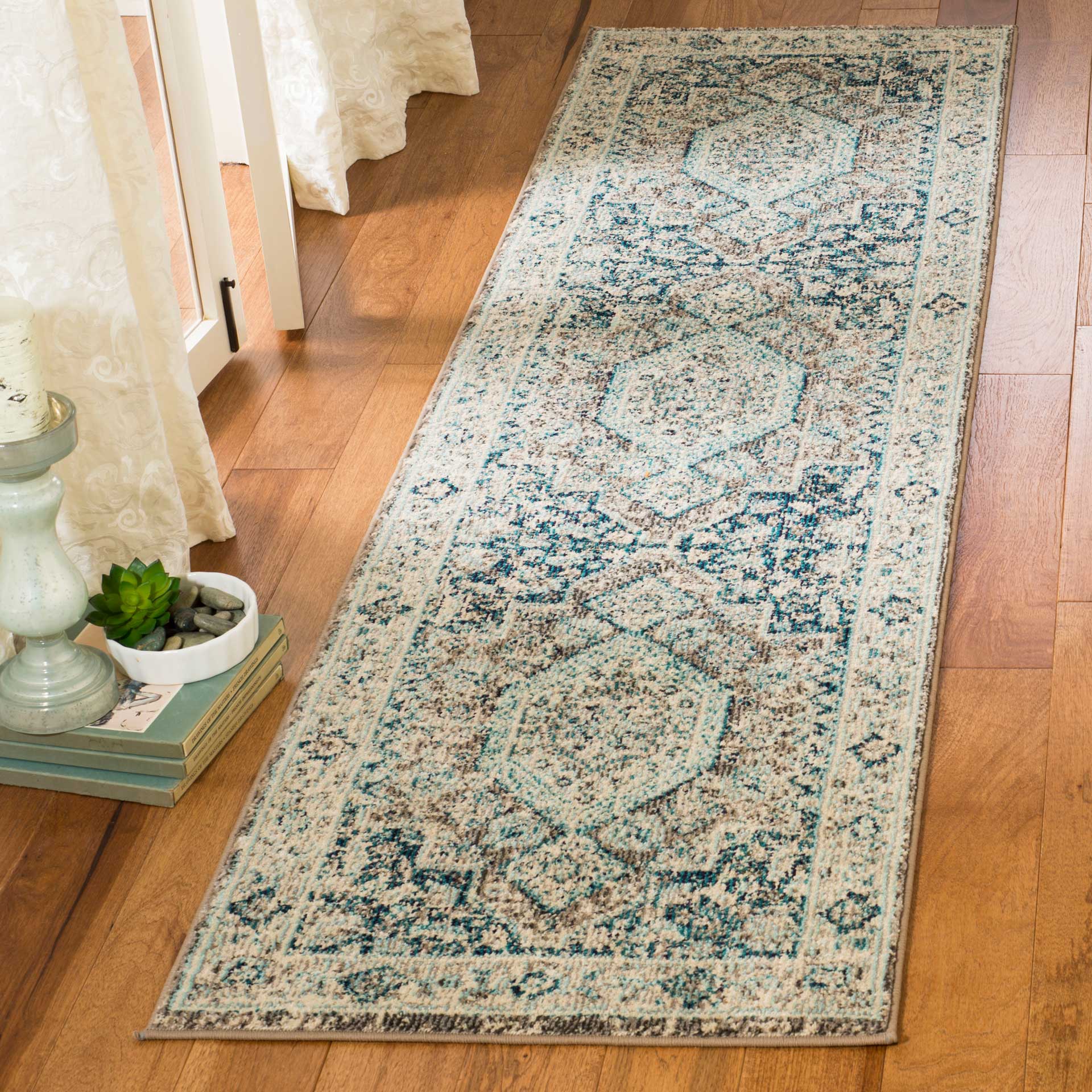 Phoenix Gray/Blue Runner Rug - Image 2