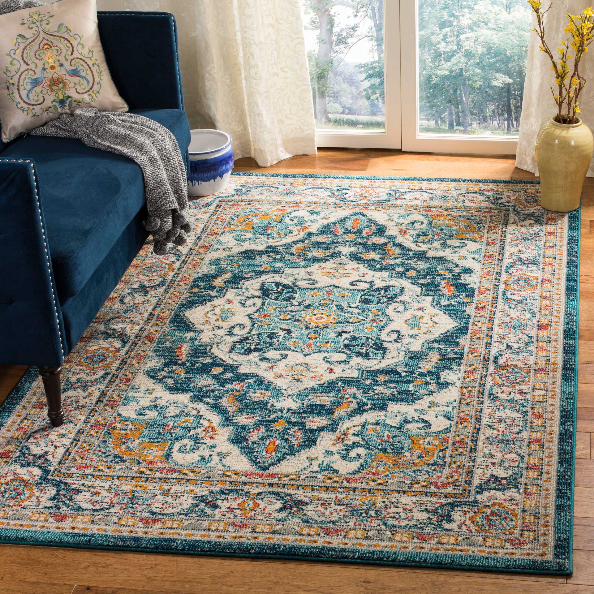Phoenix Ivory/Blue Area Rug - Image 4