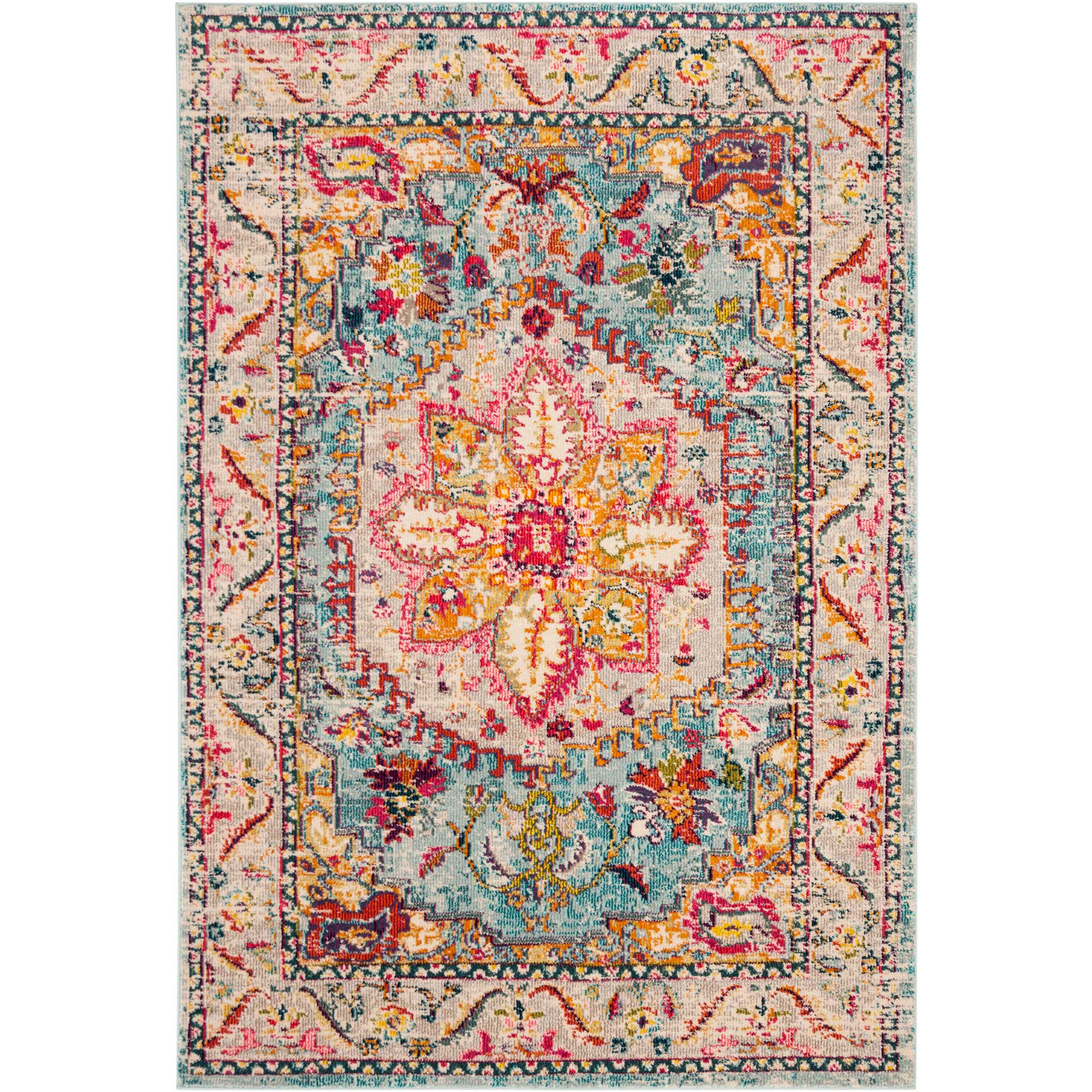 Phoenix Turquoise/Beige Area Rug - Image 2