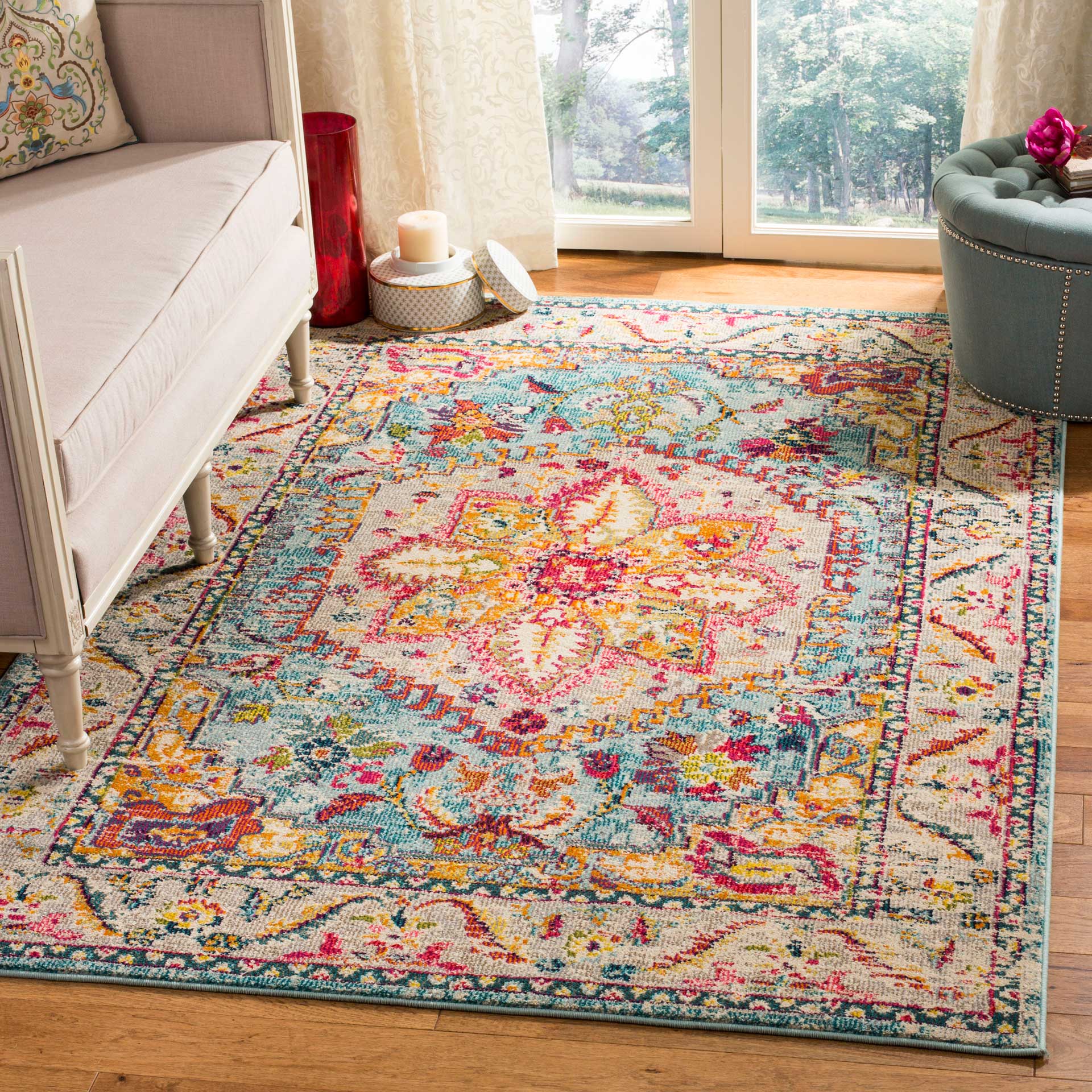 Phoenix Turquoise/Beige Area Rug - Image 4