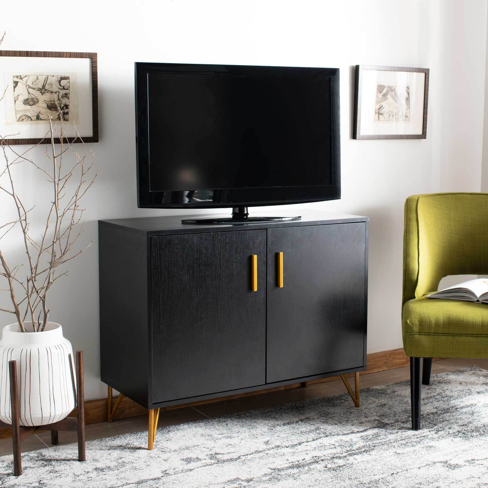 Pierce 2 Door Modular TV Unit Black/Gold - Image 8