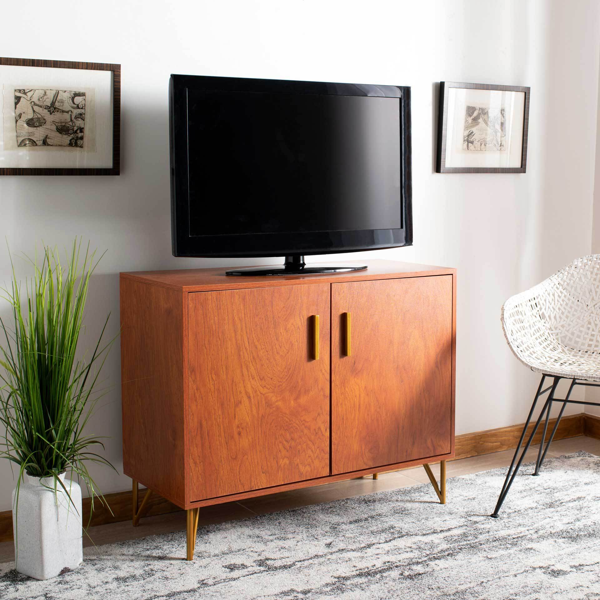 Pierce 2 Door Modular TV Unit Natural/Gold - Image 8